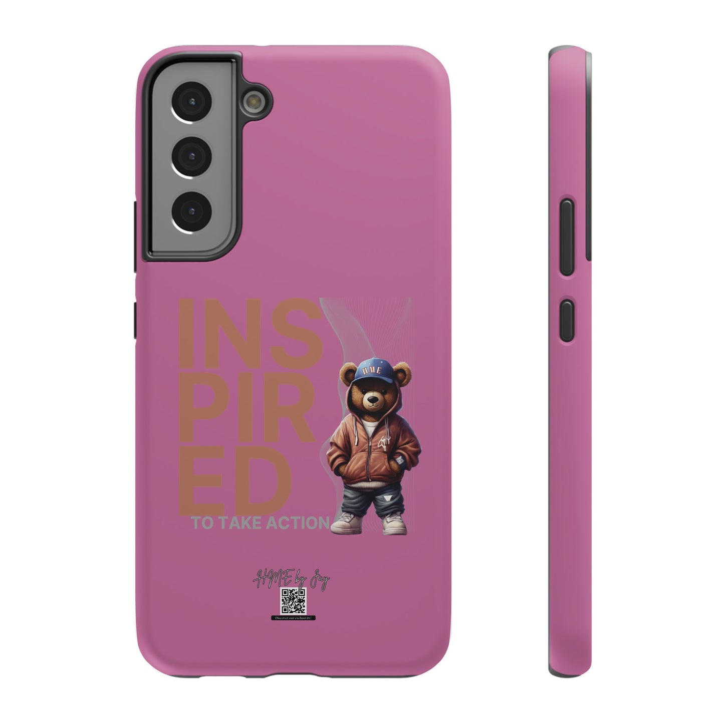 Phone Cases - HME Logo Bear, Inspired to take action light pink