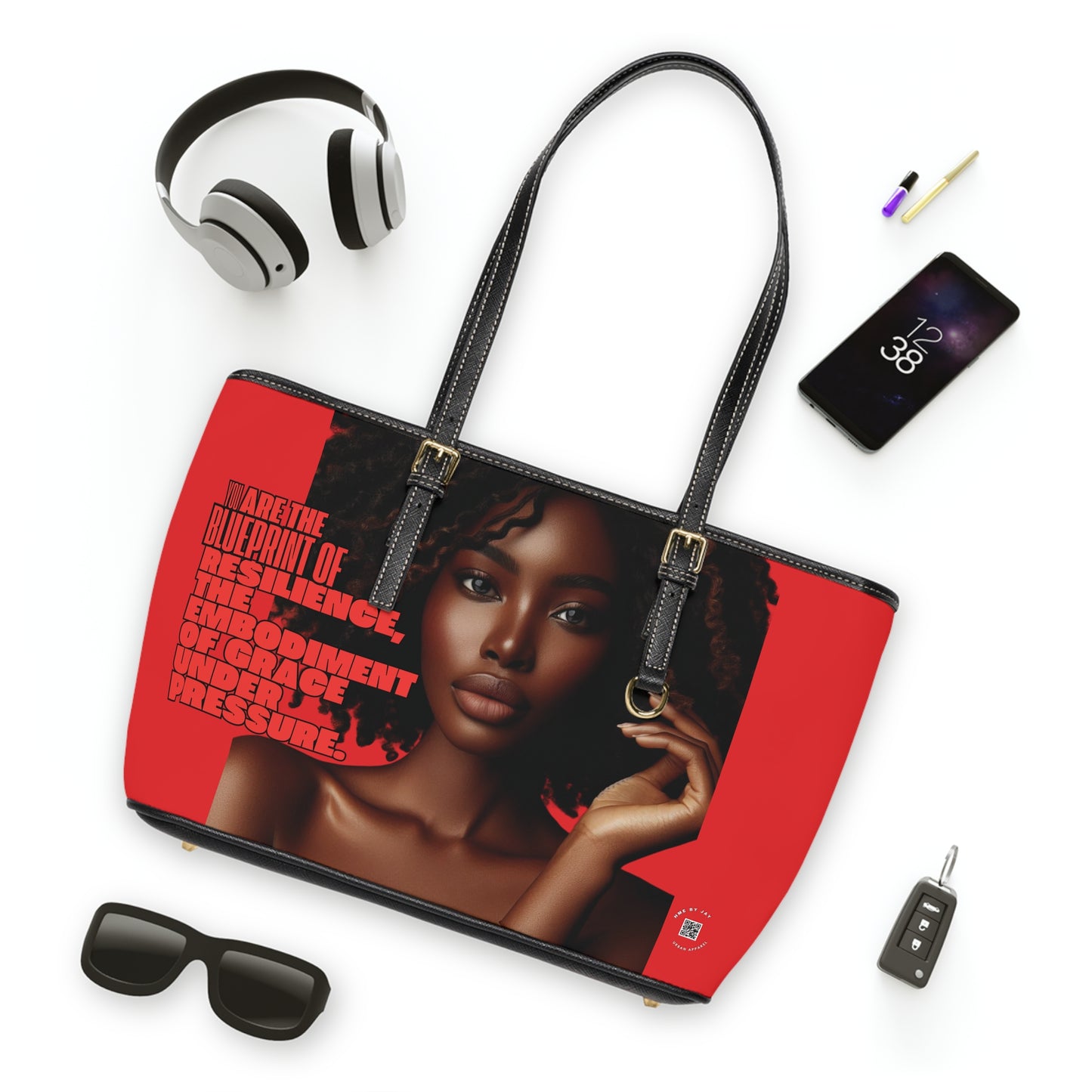 Shoulder Bag - Ahnye's Melanin Collection The Blueprint words of affirmation (Red)