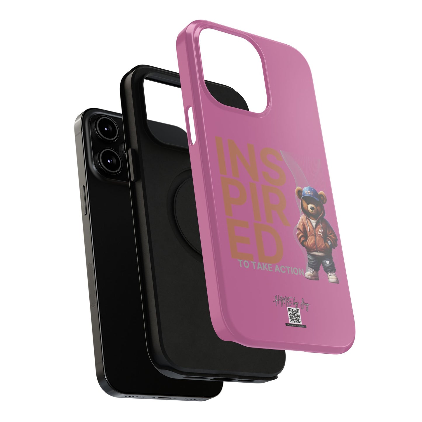Phone Cases - HME Logo Bear, Inspired to take action light pink