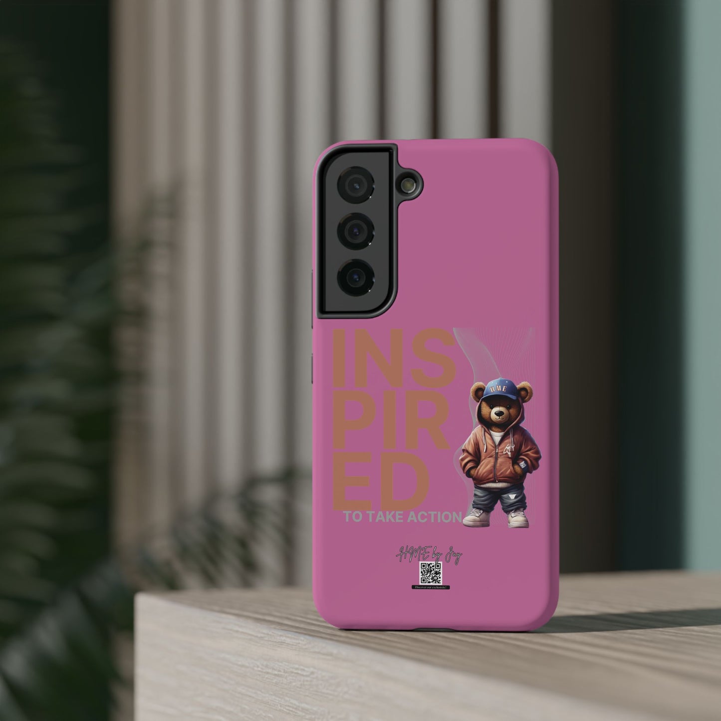 Phone Cases - HME Logo Bear, Inspired to take action light pink