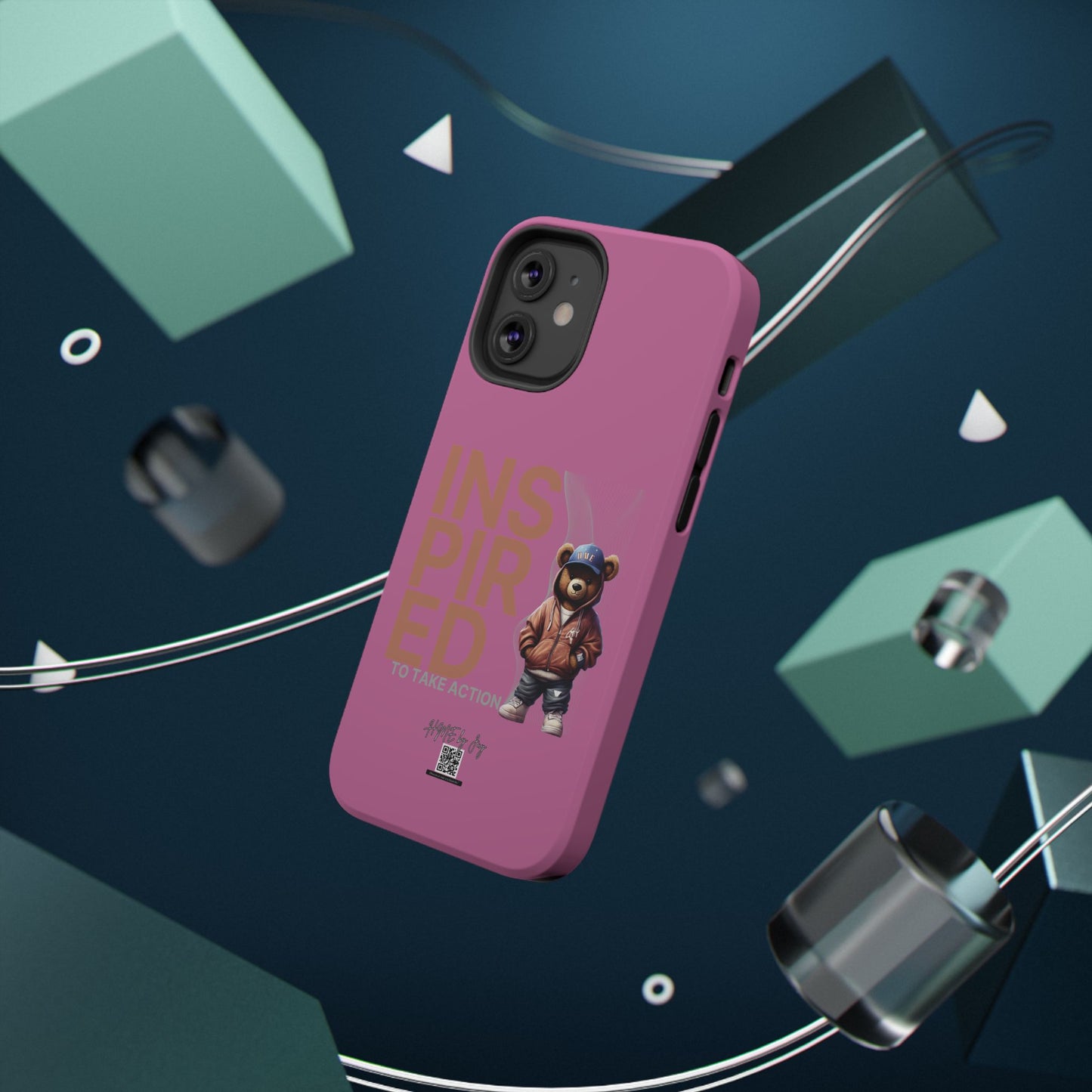 Phone Cases - HME Logo Bear, Inspired to take action light pink