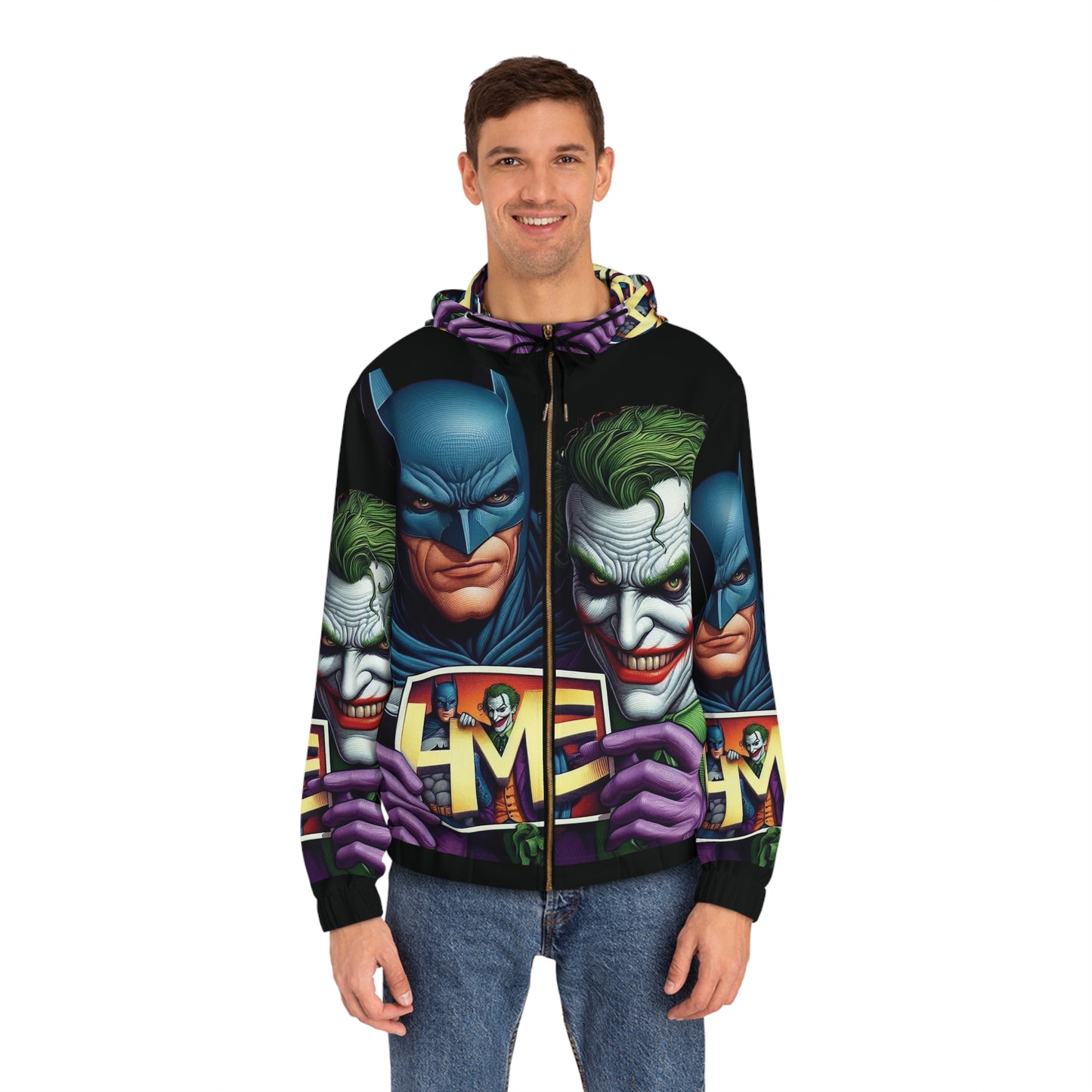 Batman and Joker Retro Men's Full-Zip Hoodie - Retro Batman Design