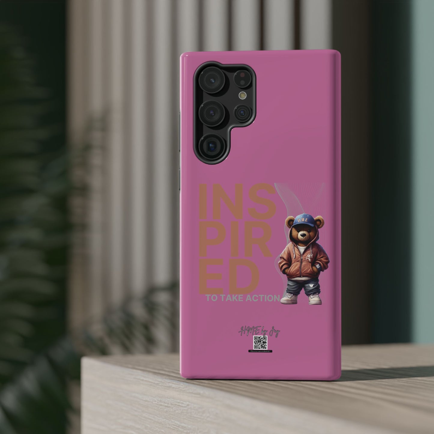 Phone Cases - HME Logo Bear, Inspired to take action light pink