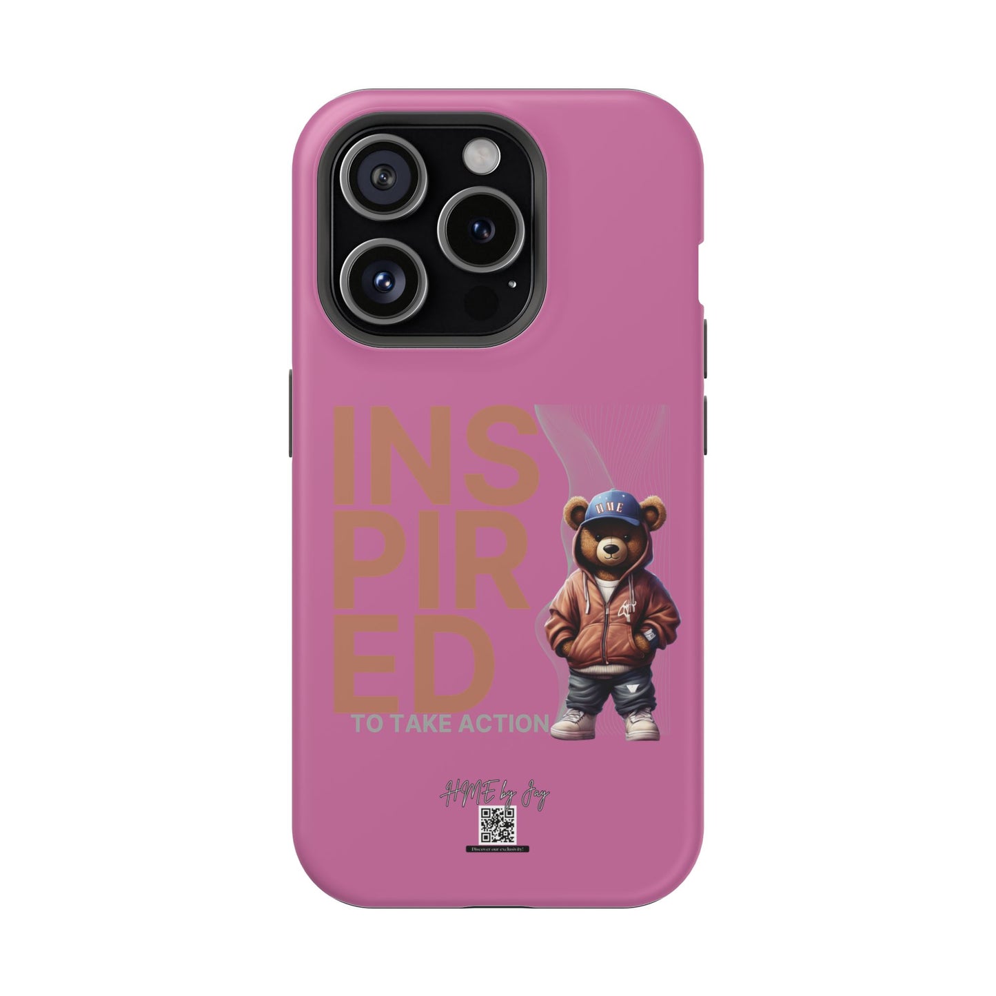 Phone Cases - HME Logo Bear, Inspired to take action light pink