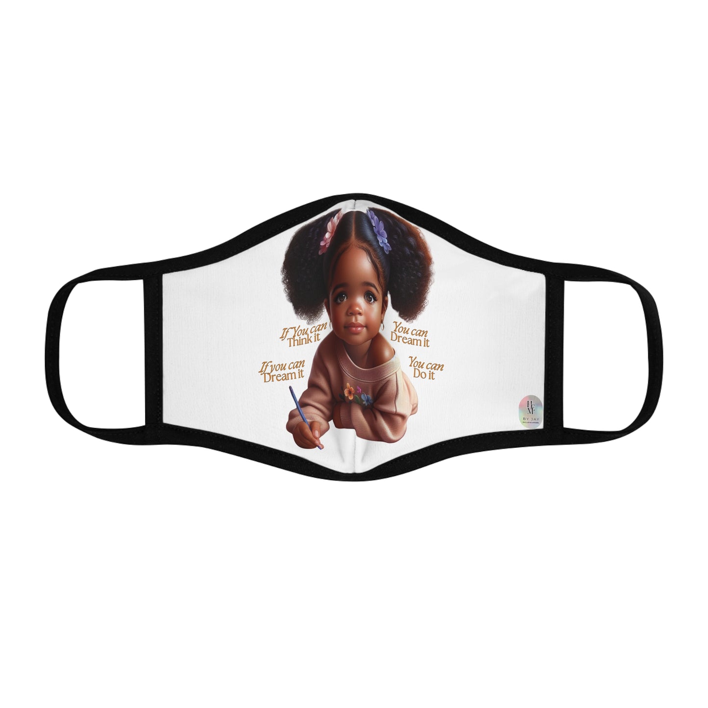 Ahnye’s Melanin Collection Dream it (White) Fitted 2 layer Polyester Face Mask
