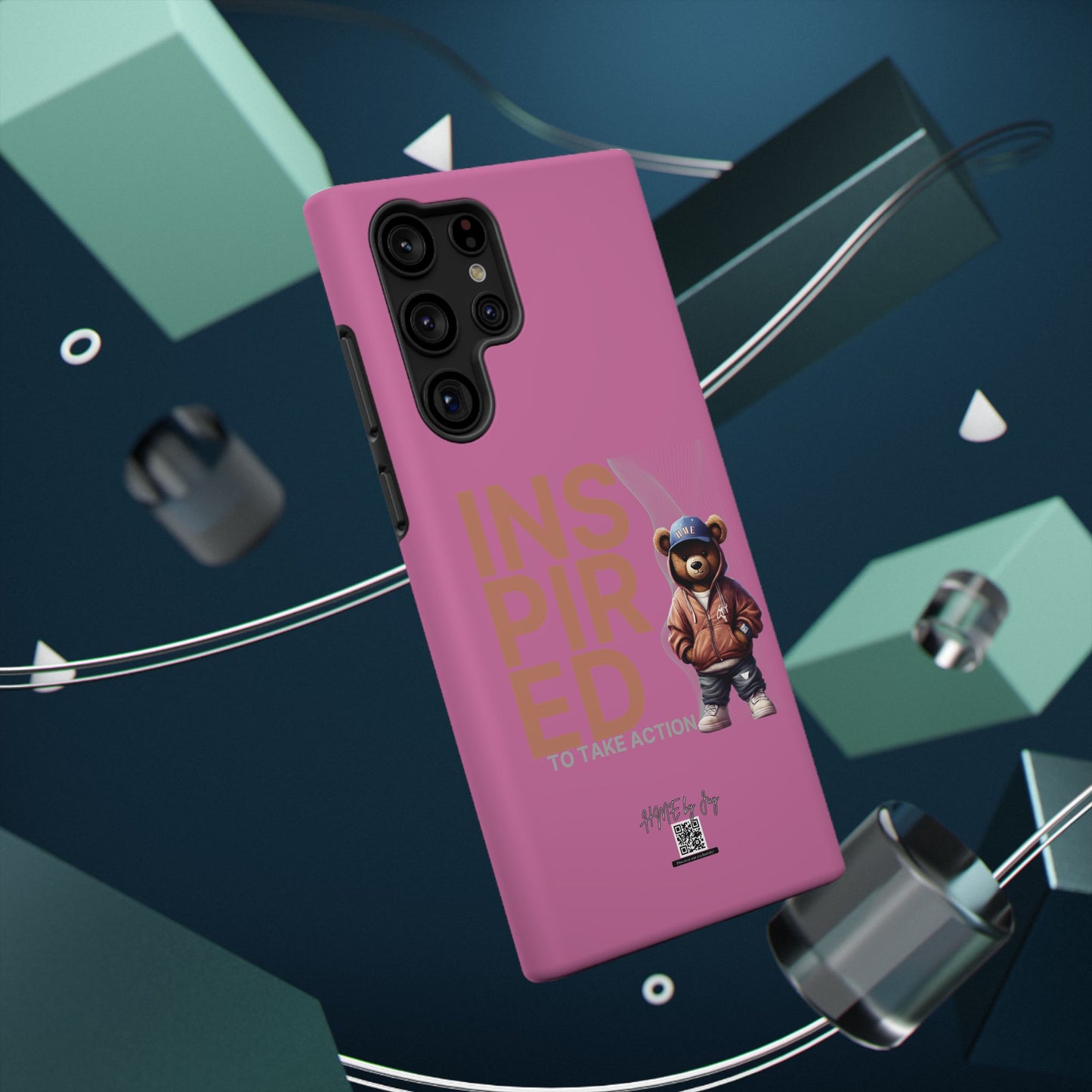 Phone Cases - HME Logo Bear, Inspired to take action light pink
