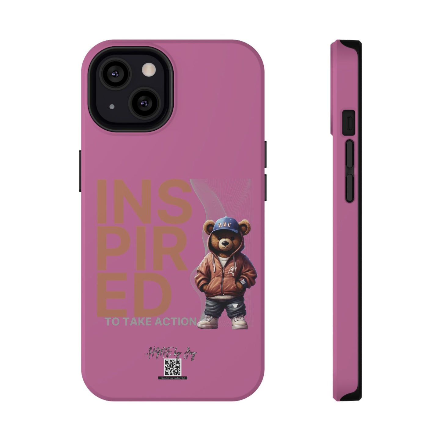 Phone Cases - HME Logo Bear, Inspired to take action light pink