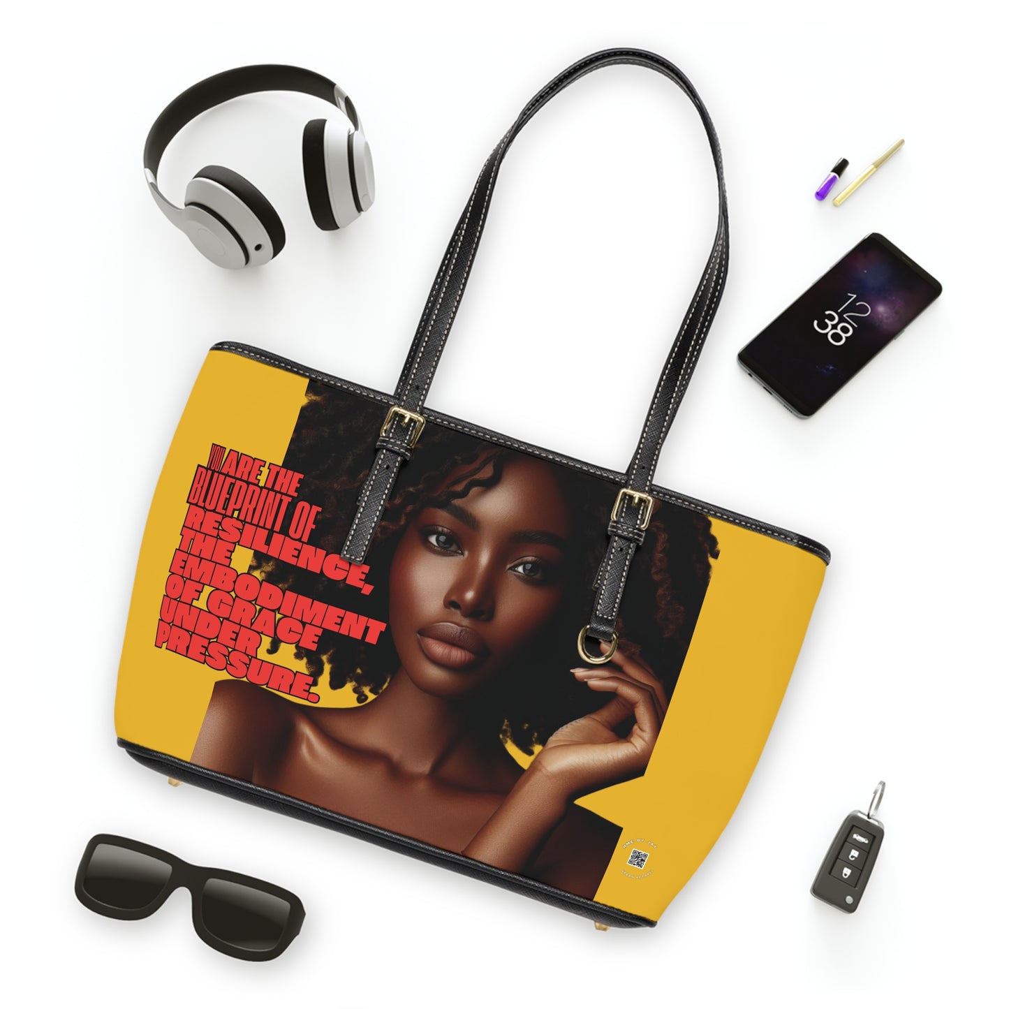 Shoulder Bag - Ahnye's Melanin Collection The Blueprint words of affirmation (Yellow)