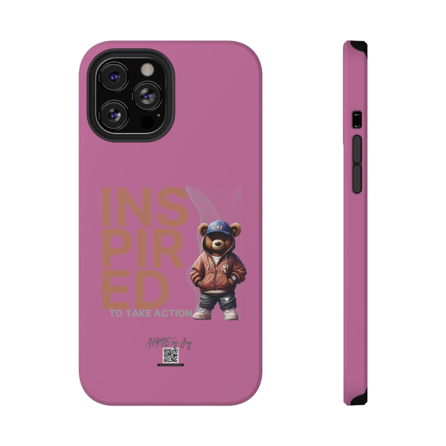 Phone Cases - HME Logo Bear, Inspired to take action light pink