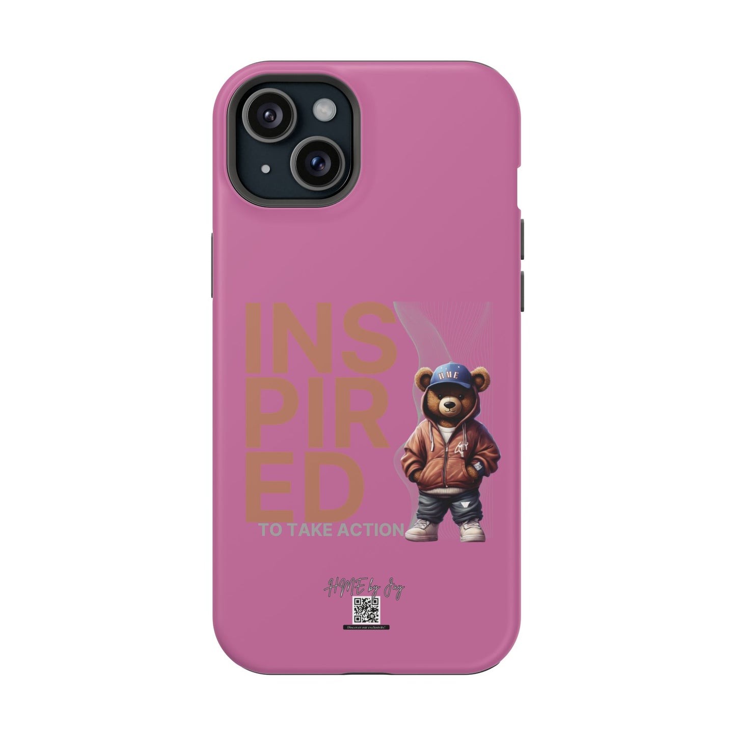 Phone Cases - HME Logo Bear, Inspired to take action light pink