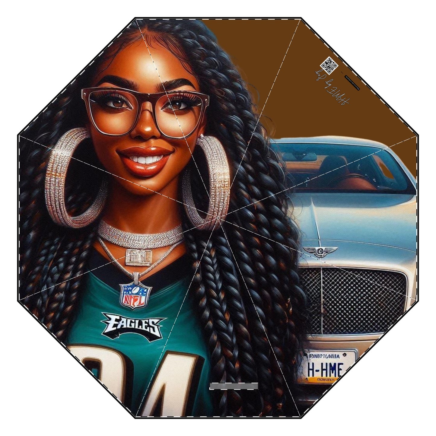 Ahnye’s Melanin Collection Philadelphia Eagles Brown Semi-Automatic Foldable Umbrella