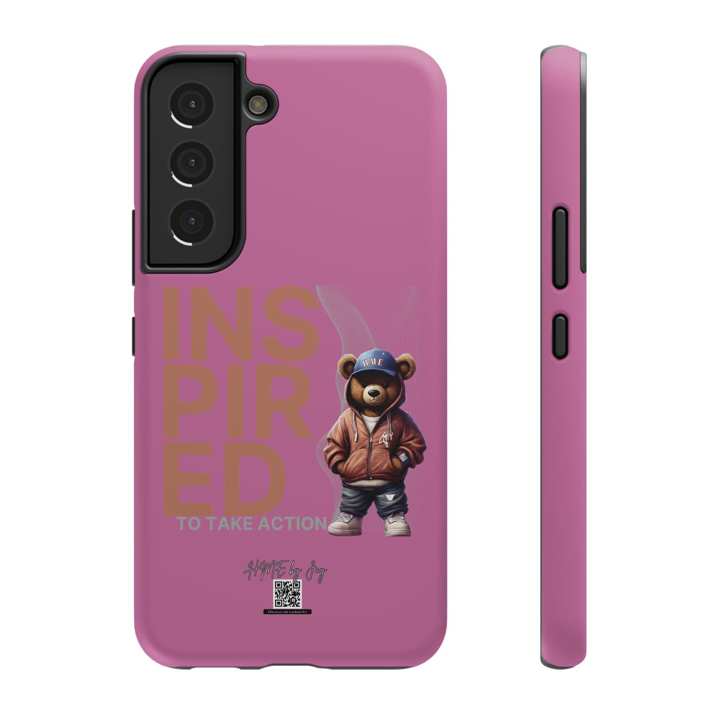 Phone Cases - HME Logo Bear, Inspired to take action light pink