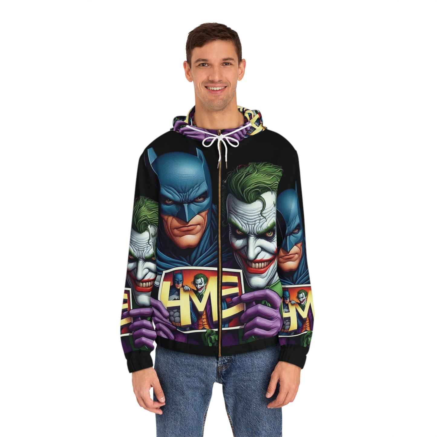 Batman and Joker Retro Men's Full-Zip Hoodie - Retro Batman Design