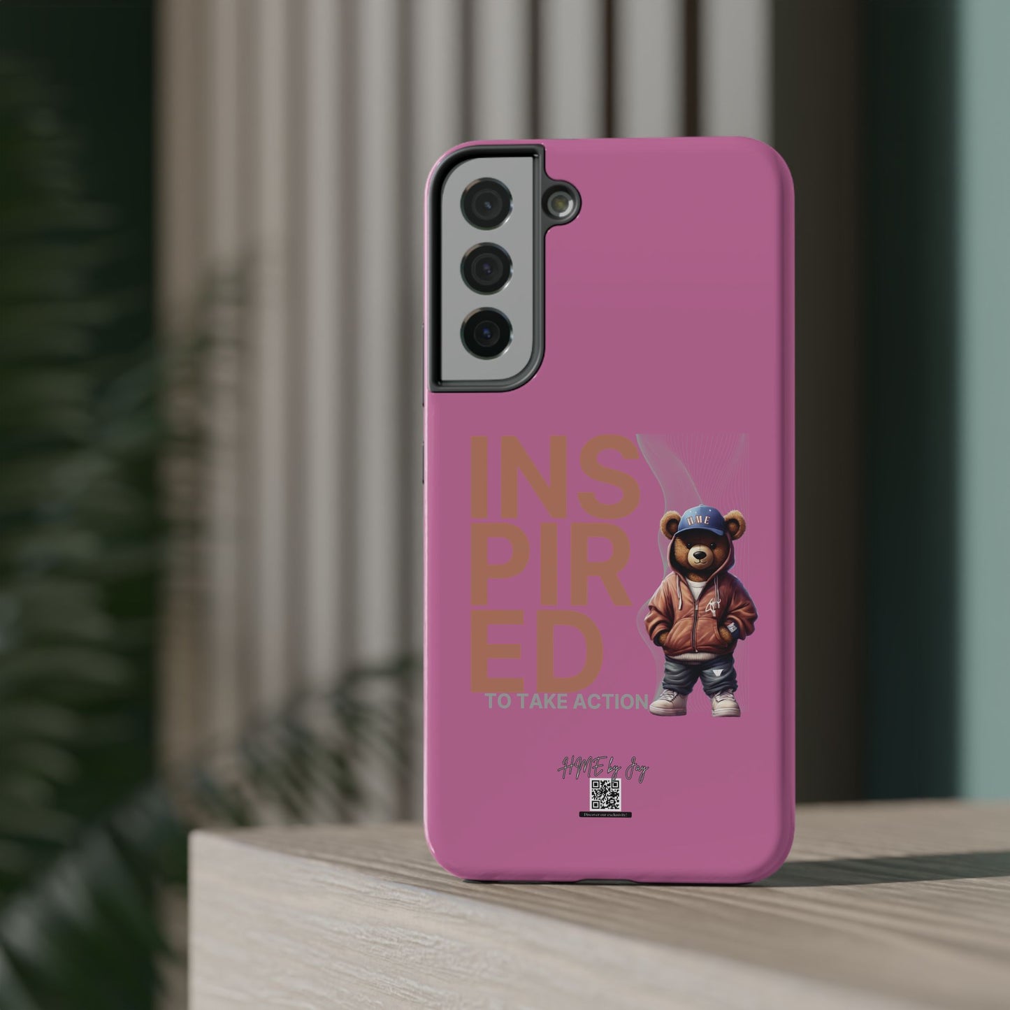 Phone Cases - HME Logo Bear, Inspired to take action light pink