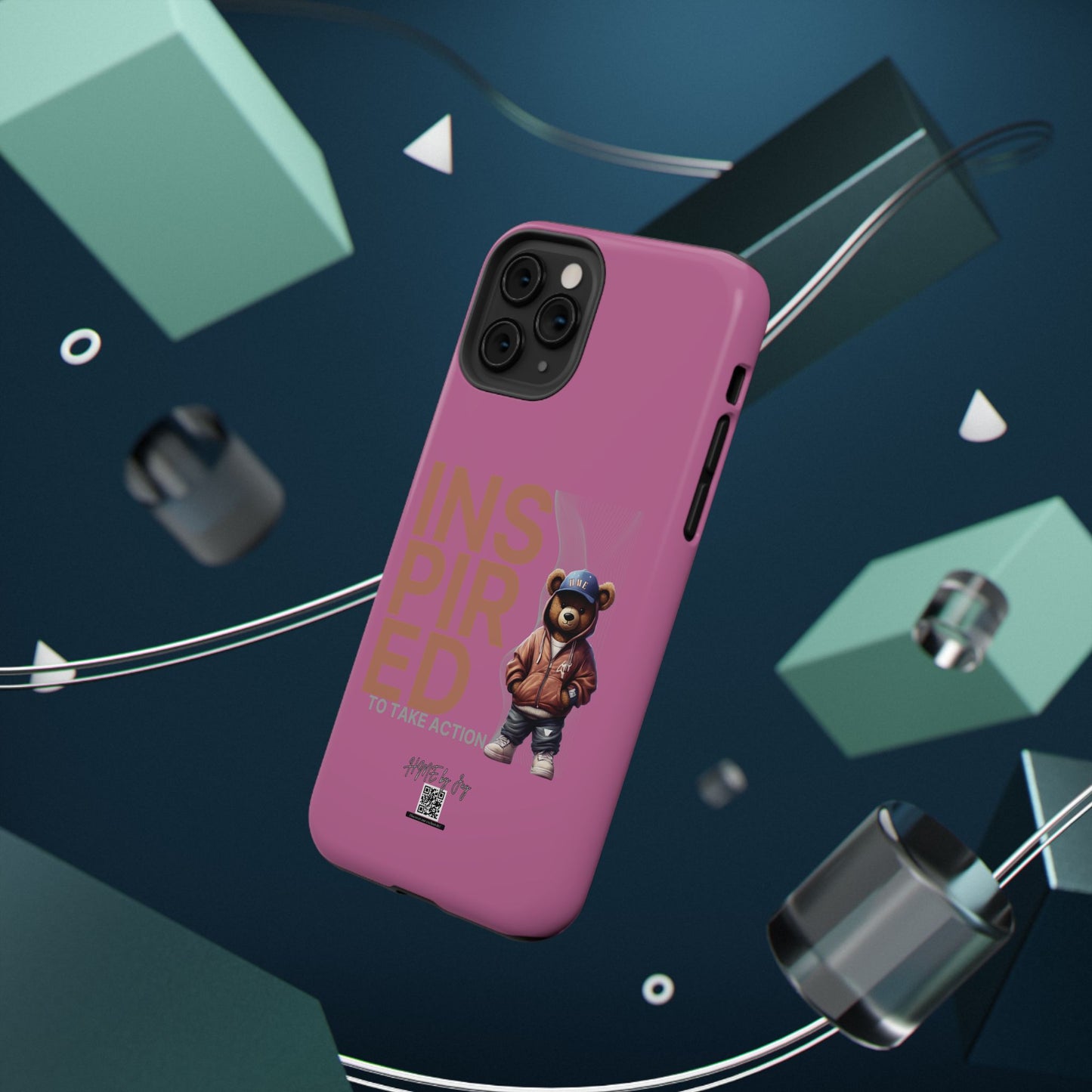 Phone Cases - HME Logo Bear, Inspired to take action light pink