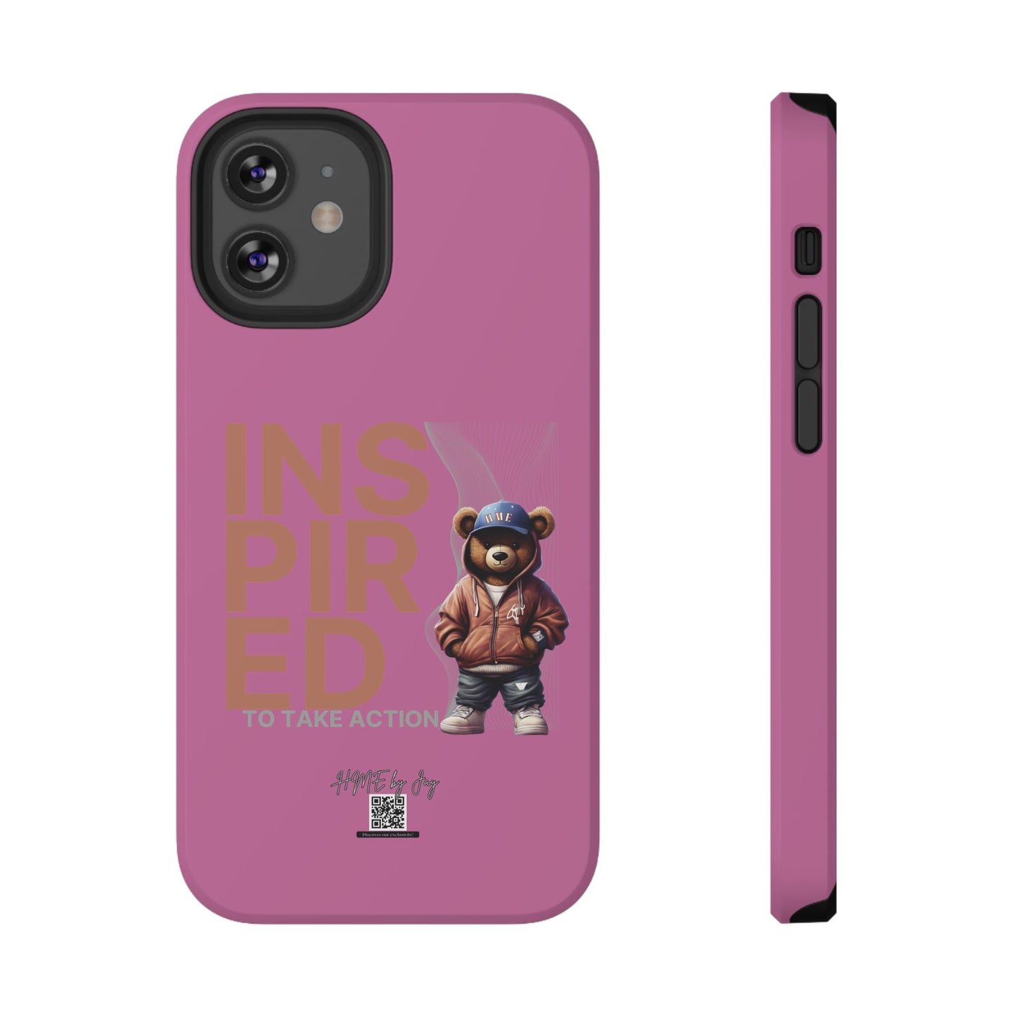 Phone Cases - HME Logo Bear, Inspired to take action light pink