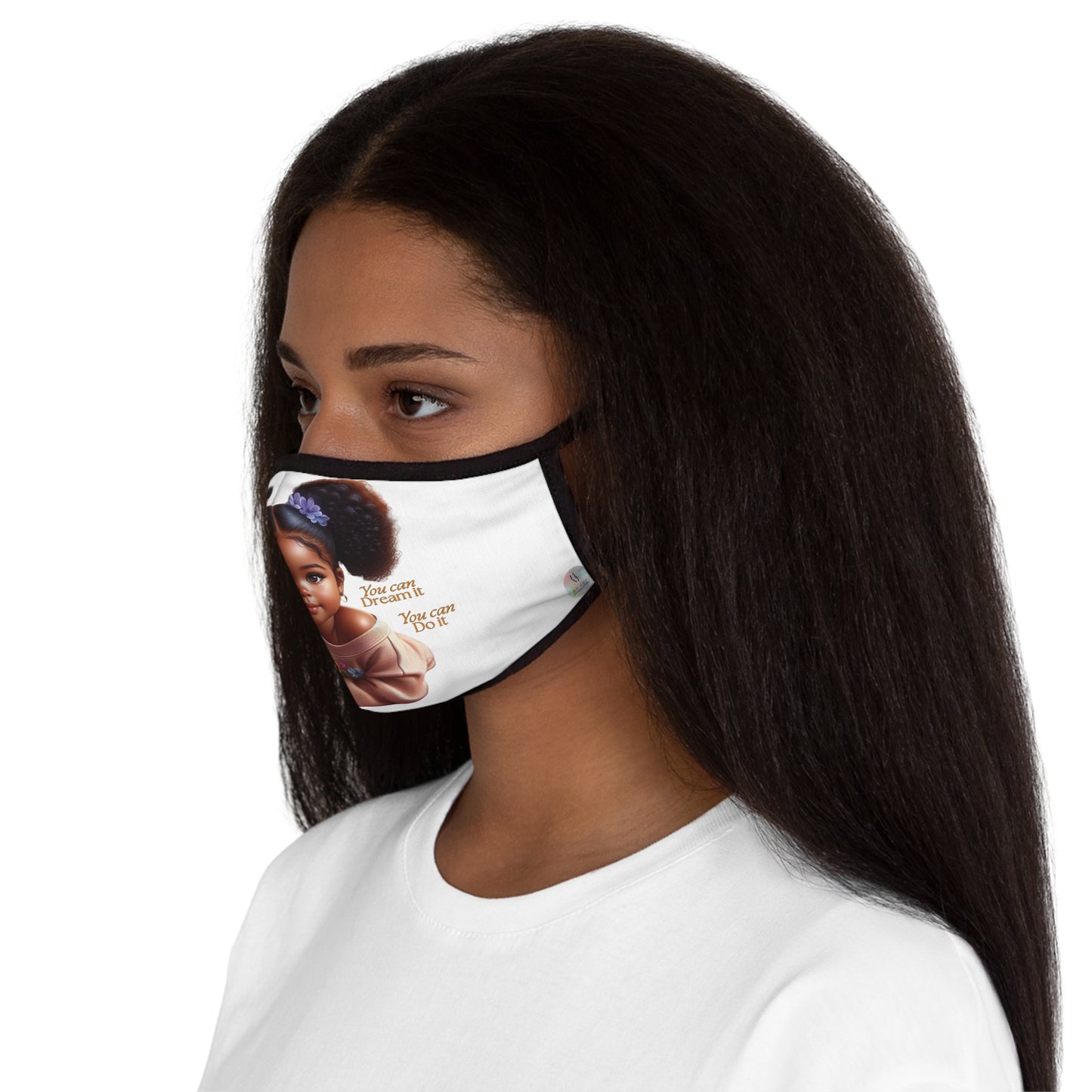 Ahnye’s Melanin Collection Dream it (White) Fitted 2 layer Polyester Face Mask