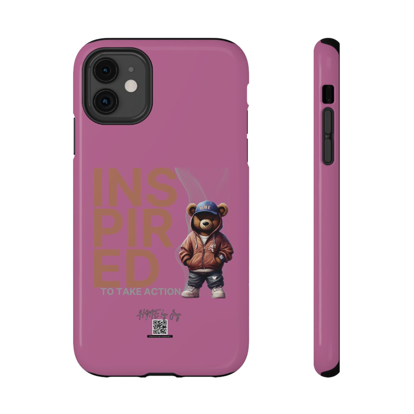 Phone Cases - HME Logo Bear, Inspired to take action light pink