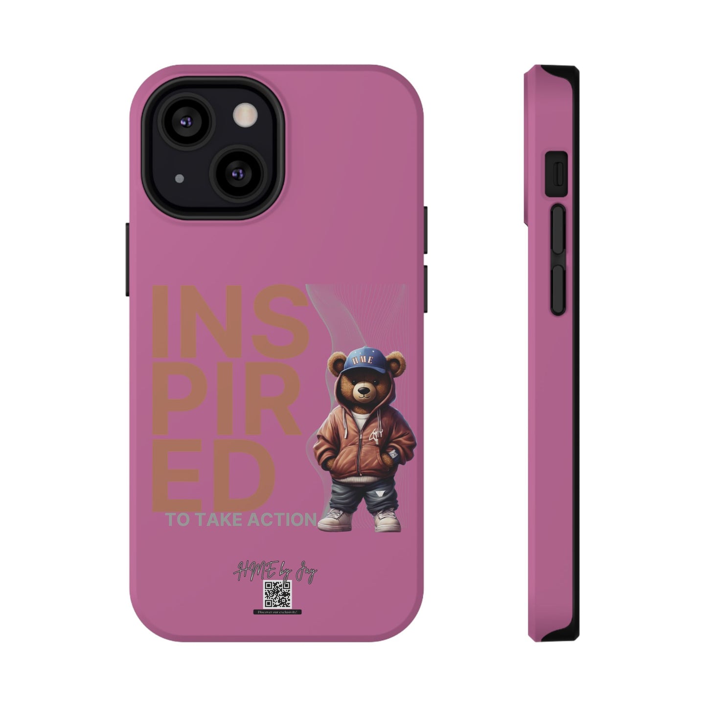 Phone Cases - HME Logo Bear, Inspired to take action light pink