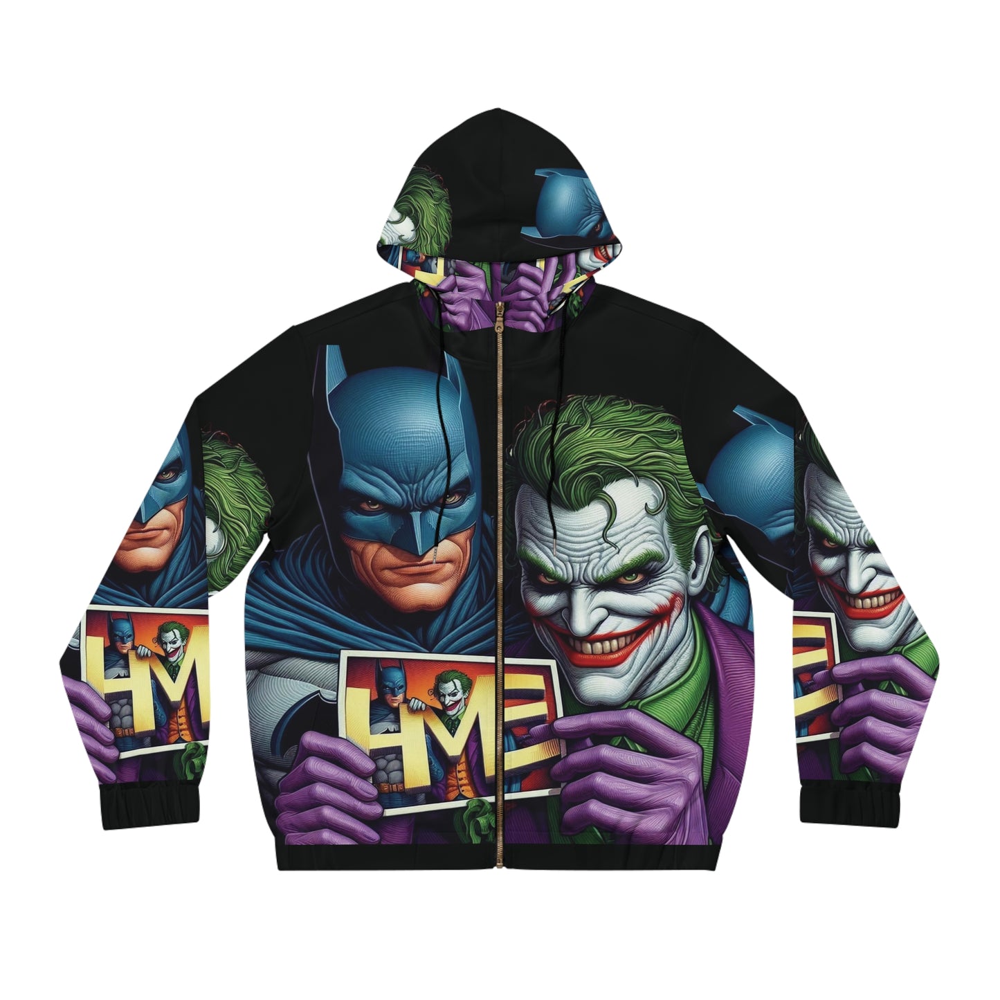 Batman and Joker Retro Men's Full-Zip Hoodie - Retro Batman Design