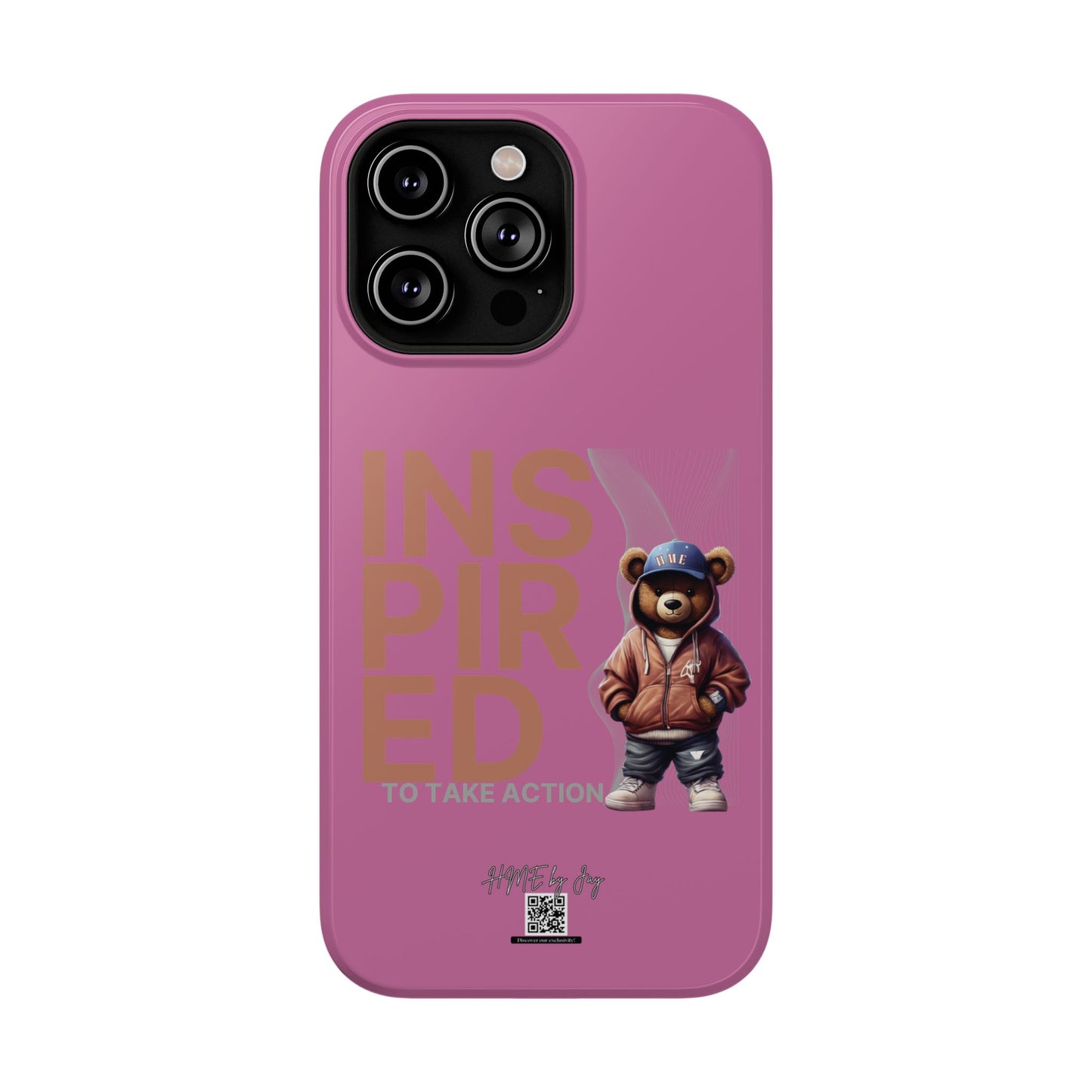 Phone Cases - HME Logo Bear, Inspired to take action light pink