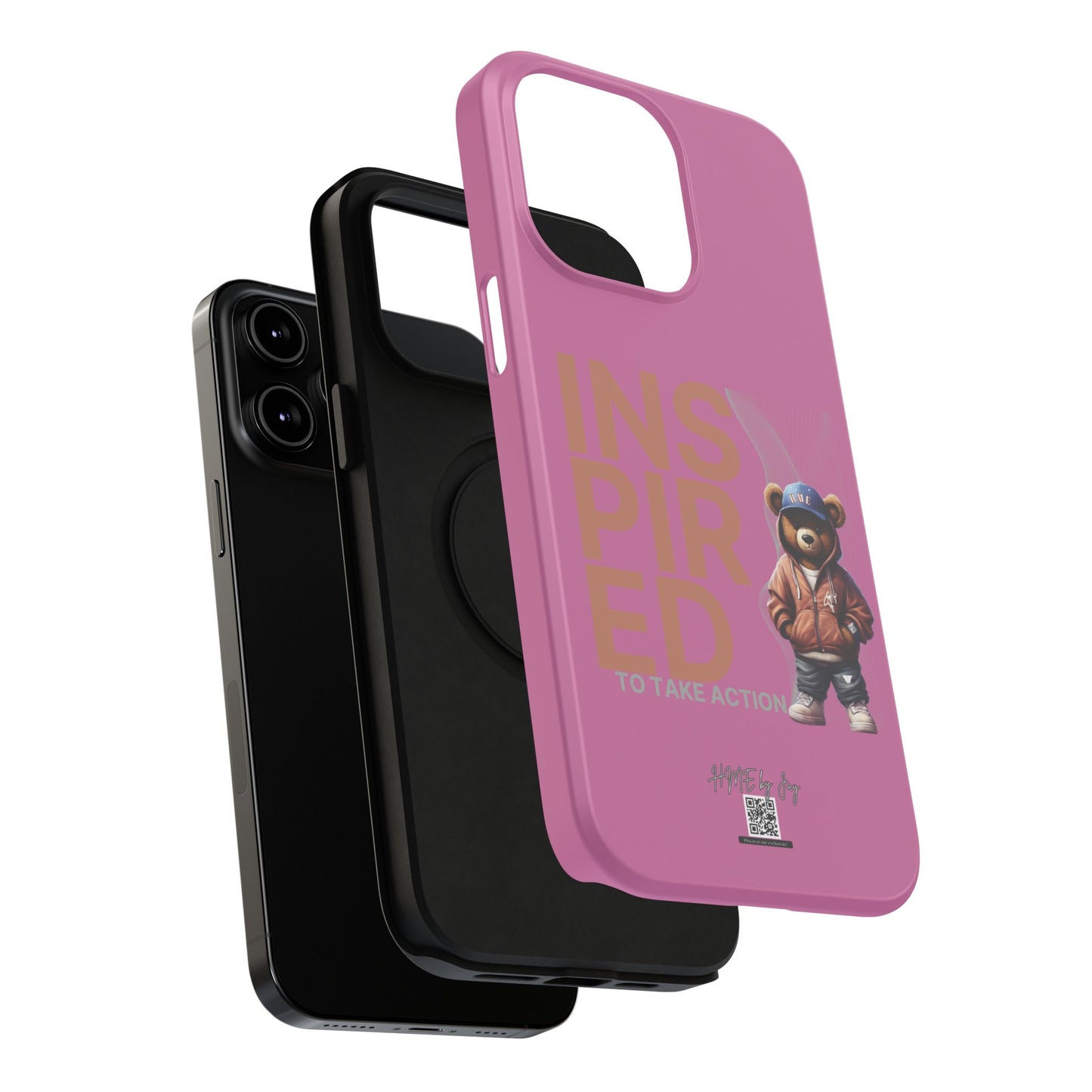 Phone Cases - HME Logo Bear, Inspired to take action light pink