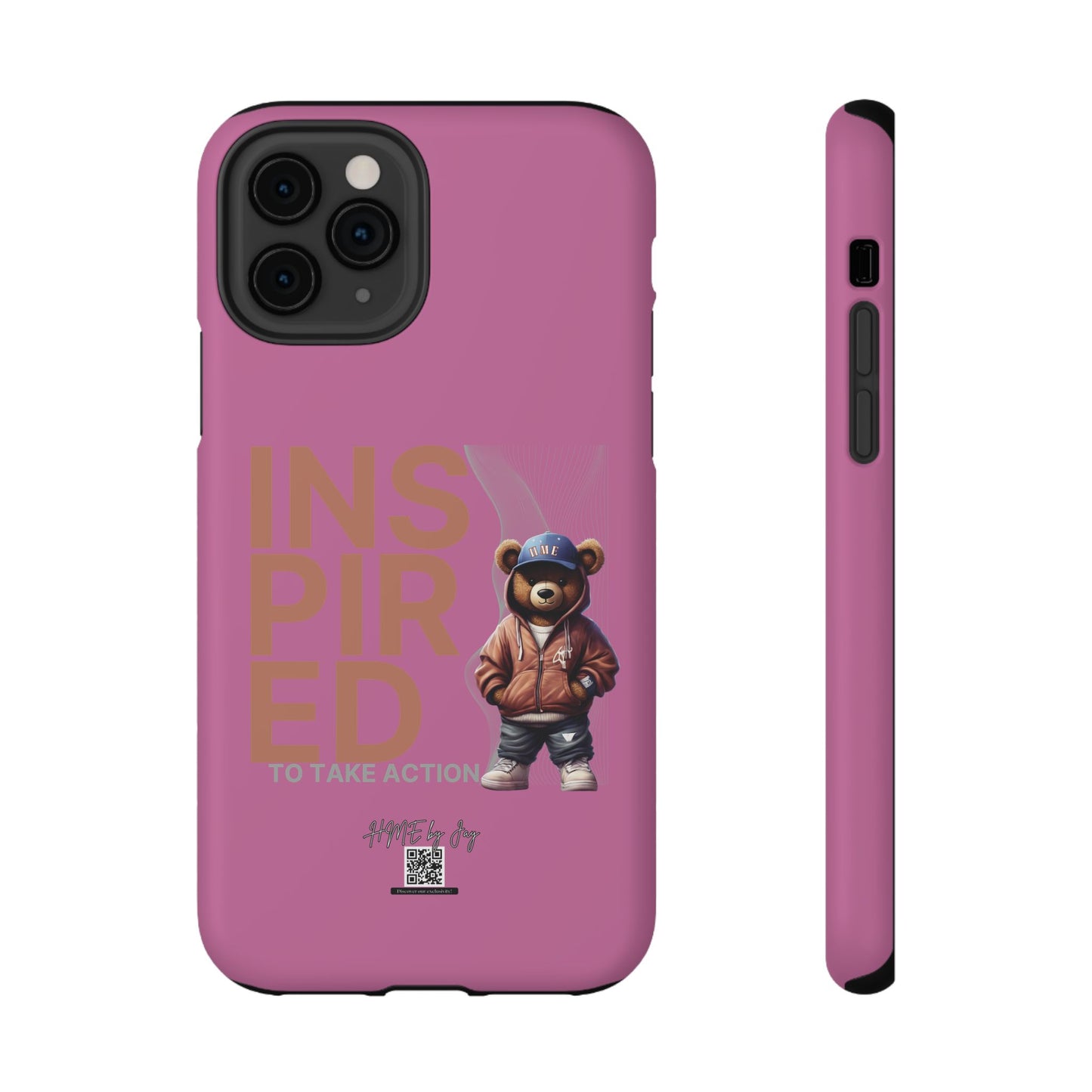 Phone Cases - HME Logo Bear, Inspired to take action light pink