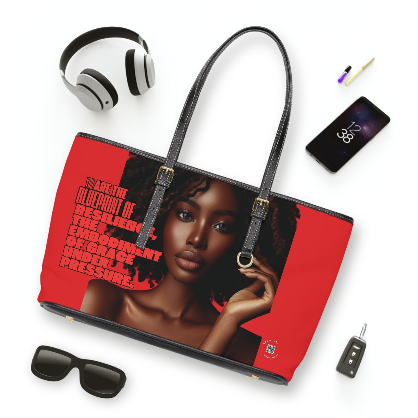 Shoulder Bag - Ahnye's Melanin Collection The Blueprint words of affirmation (Red)