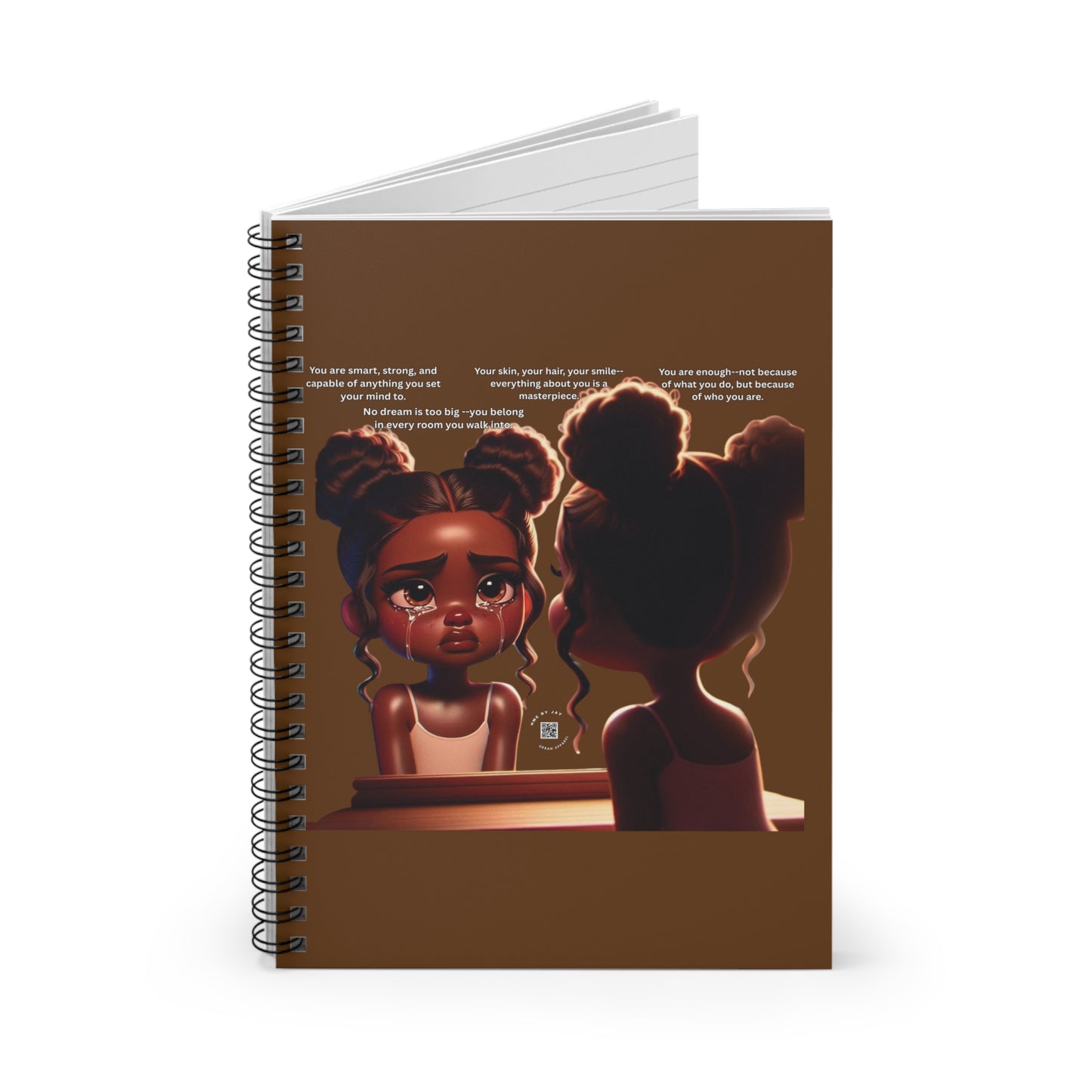 Spiral Notebook - Ruled Line, Ahnye's Melanin Collection - You are smart (Brown)
