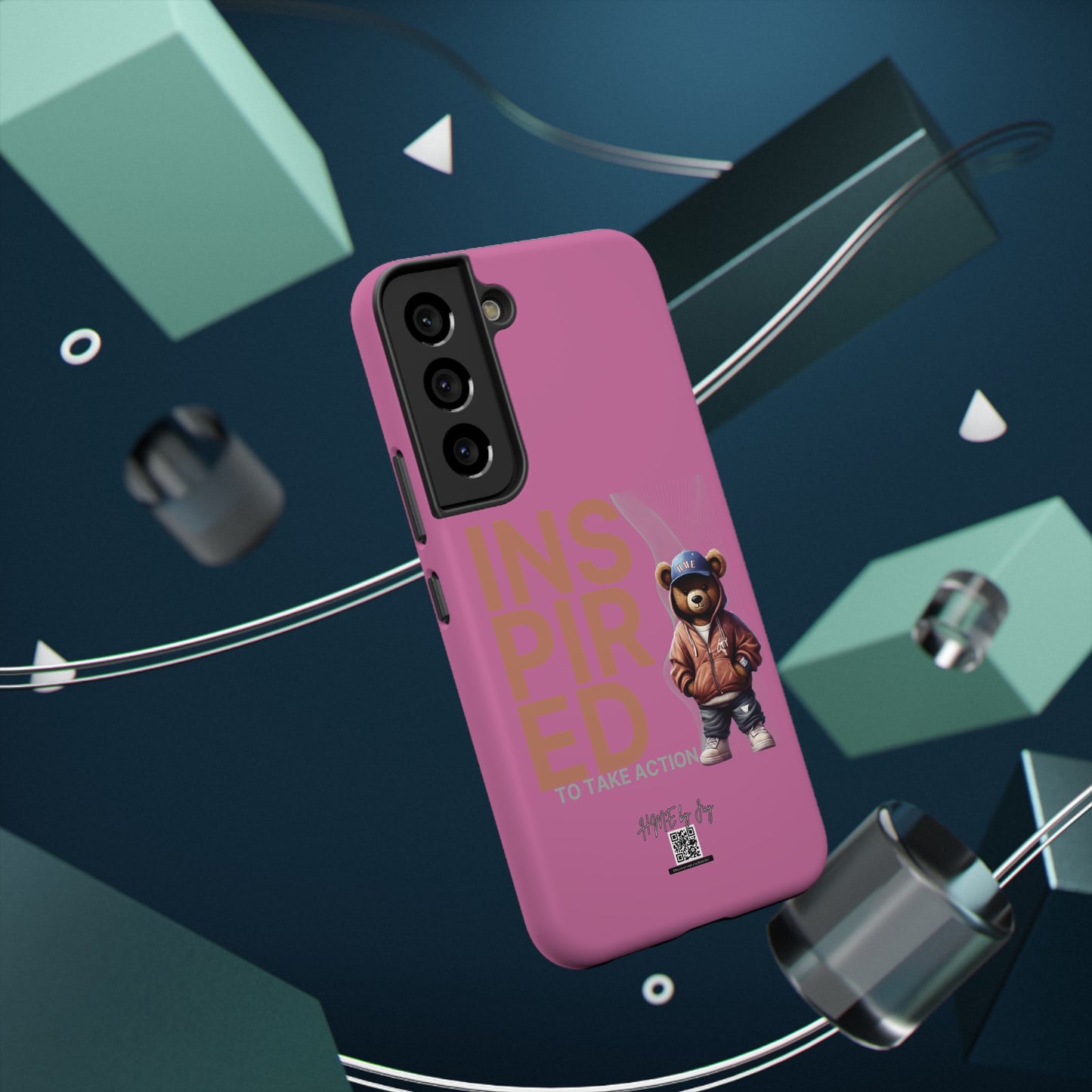 Phone Cases - HME Logo Bear, Inspired to take action light pink