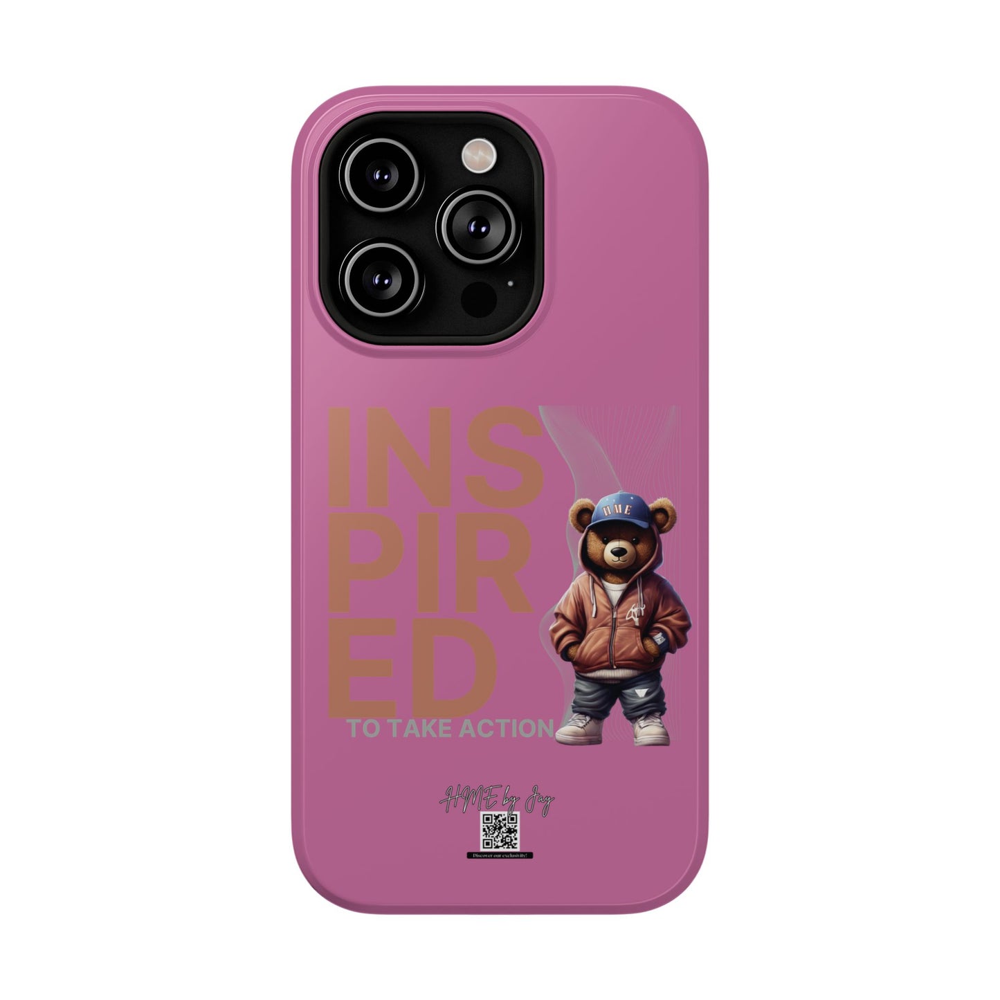 Phone Cases - HME Logo Bear, Inspired to take action light pink