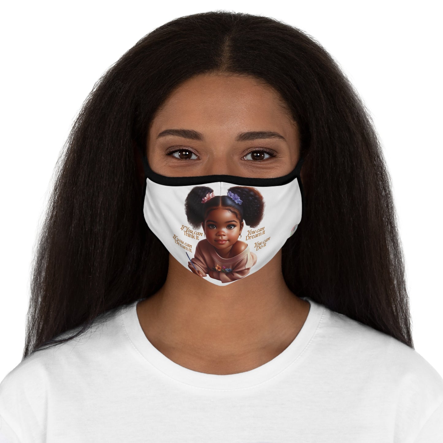 Ahnye’s Melanin Collection Dream it (White) Fitted 2 layer Polyester Face Mask