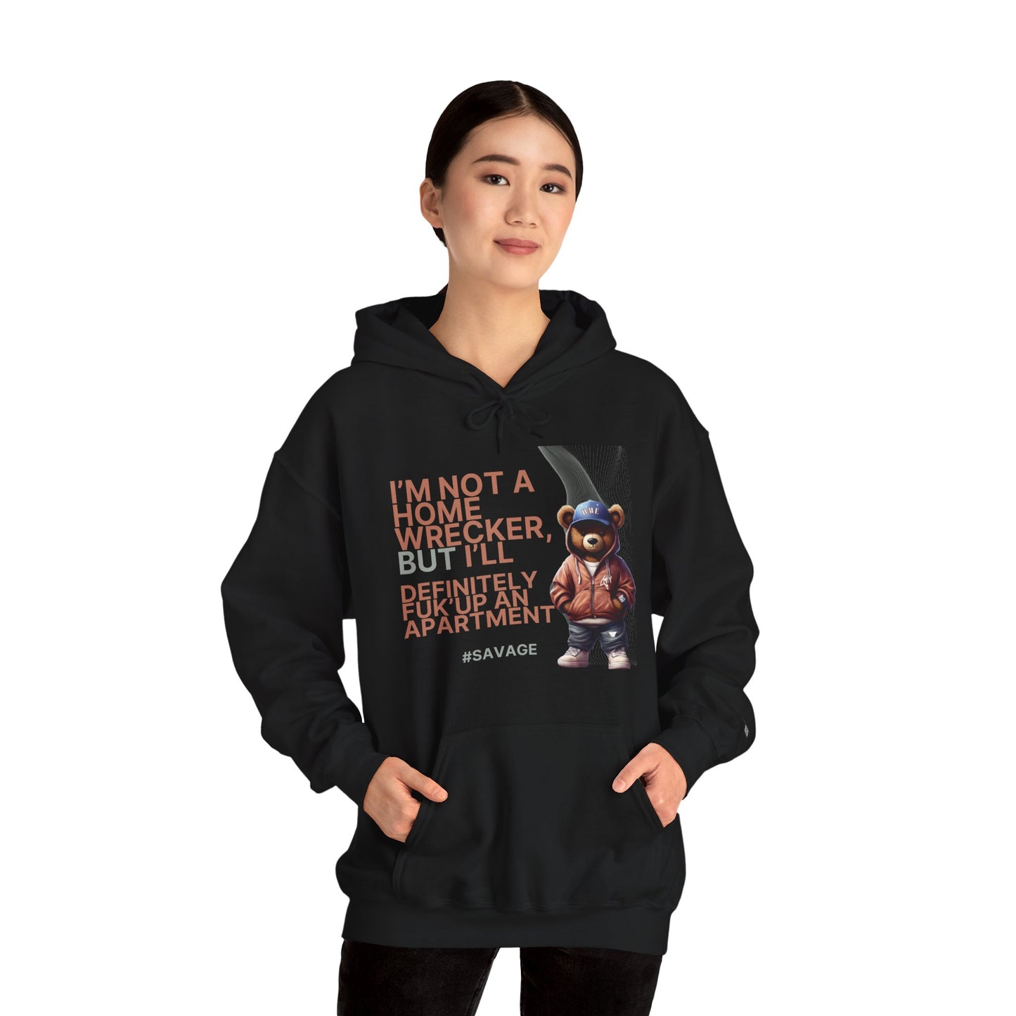 HME Bear Logo Heavy Blend Hooded Sweatshirt - I'm not a Home Wrecker Design