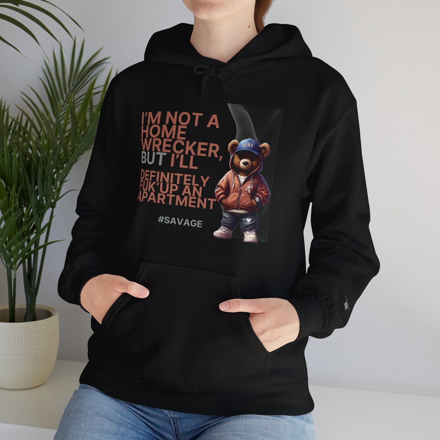 HME Bear Logo Heavy Blend Hooded Sweatshirt - I'm not a Home Wrecker Design