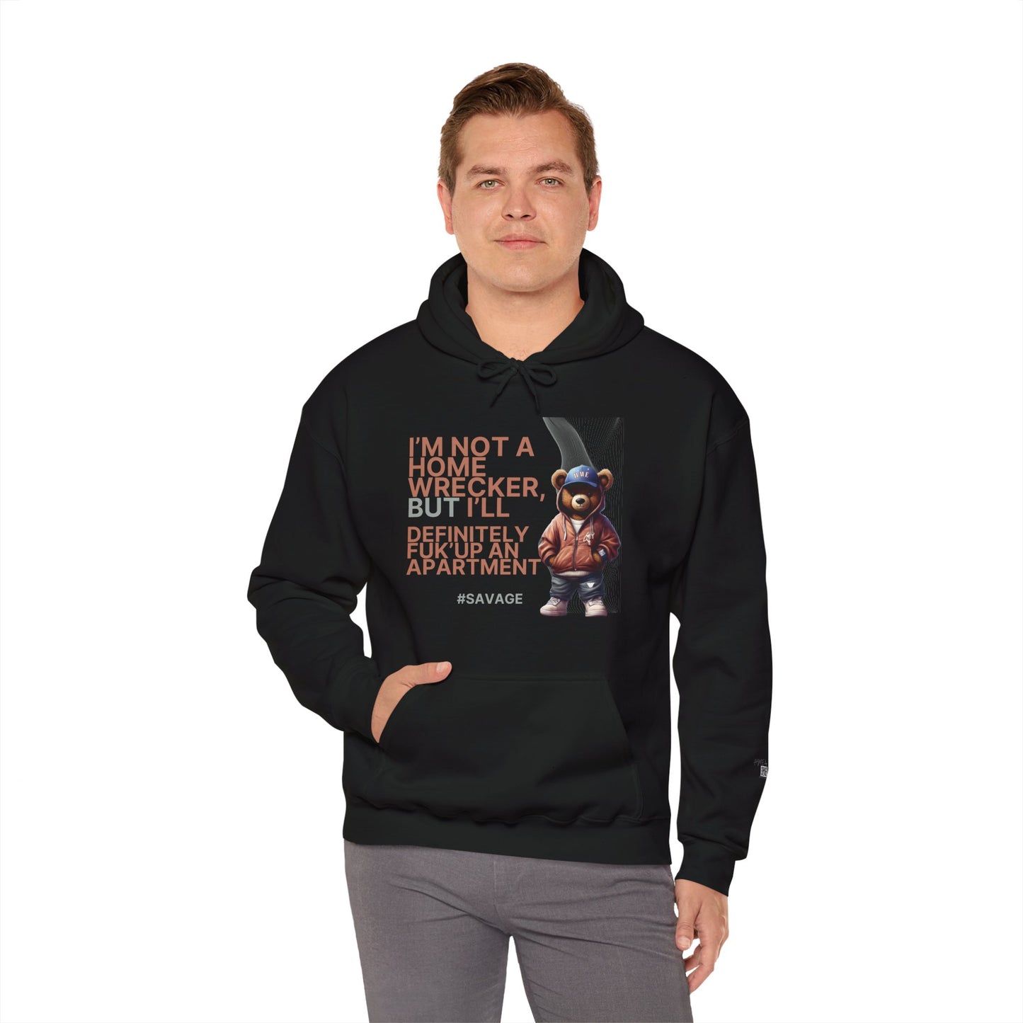 HME Bear Logo Heavy Blend Hooded Sweatshirt - I'm not a Home Wrecker Design