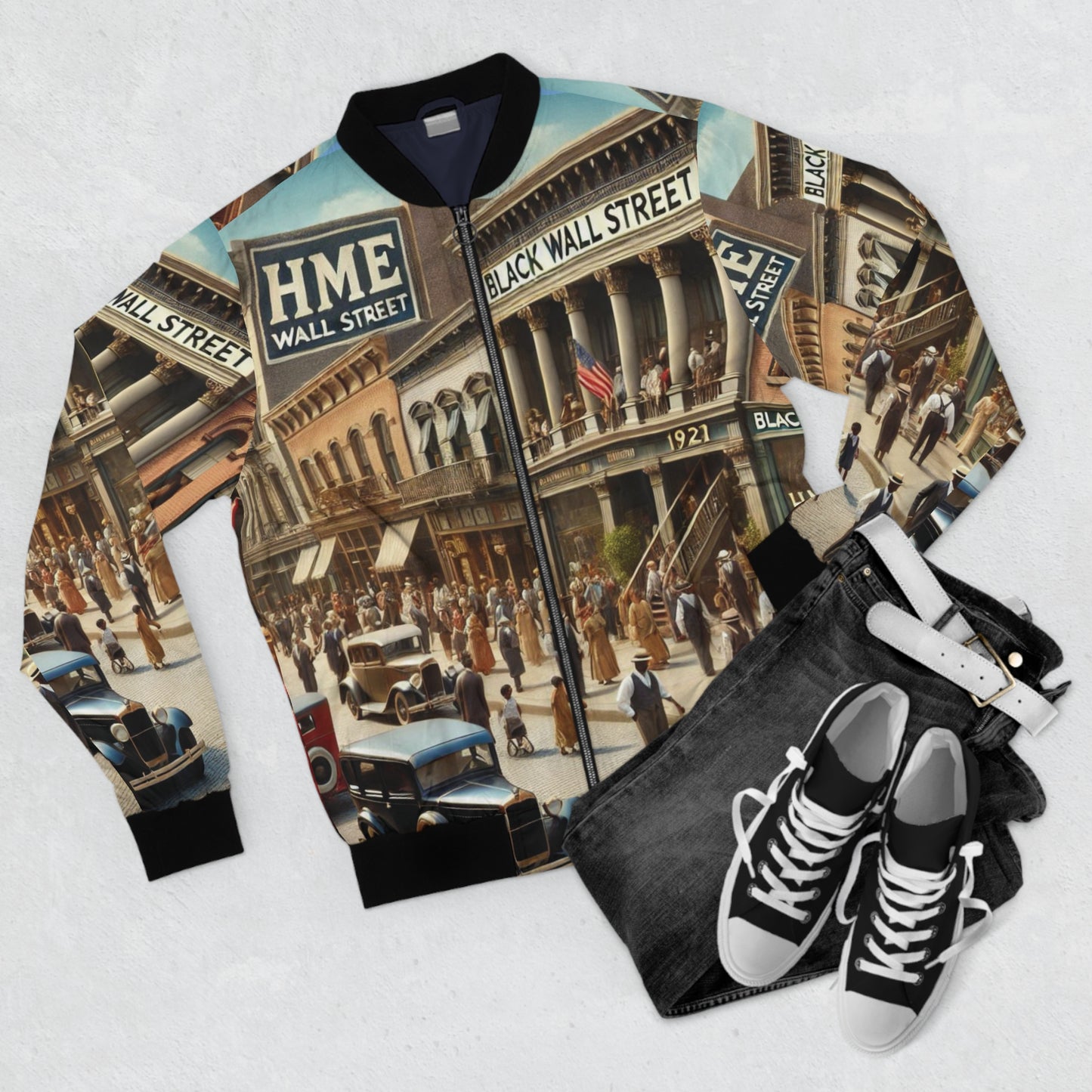 Bomber Jacket HME Black Wall Street 1921 Civil Rights