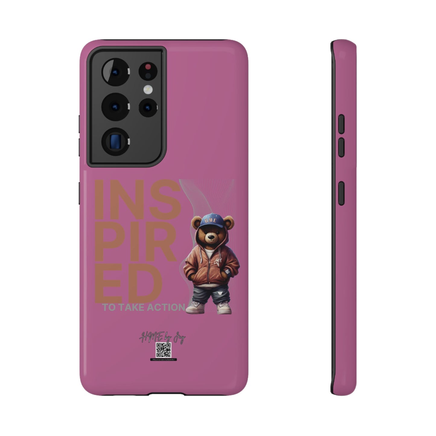 Phone Cases - HME Logo Bear, Inspired to take action light pink