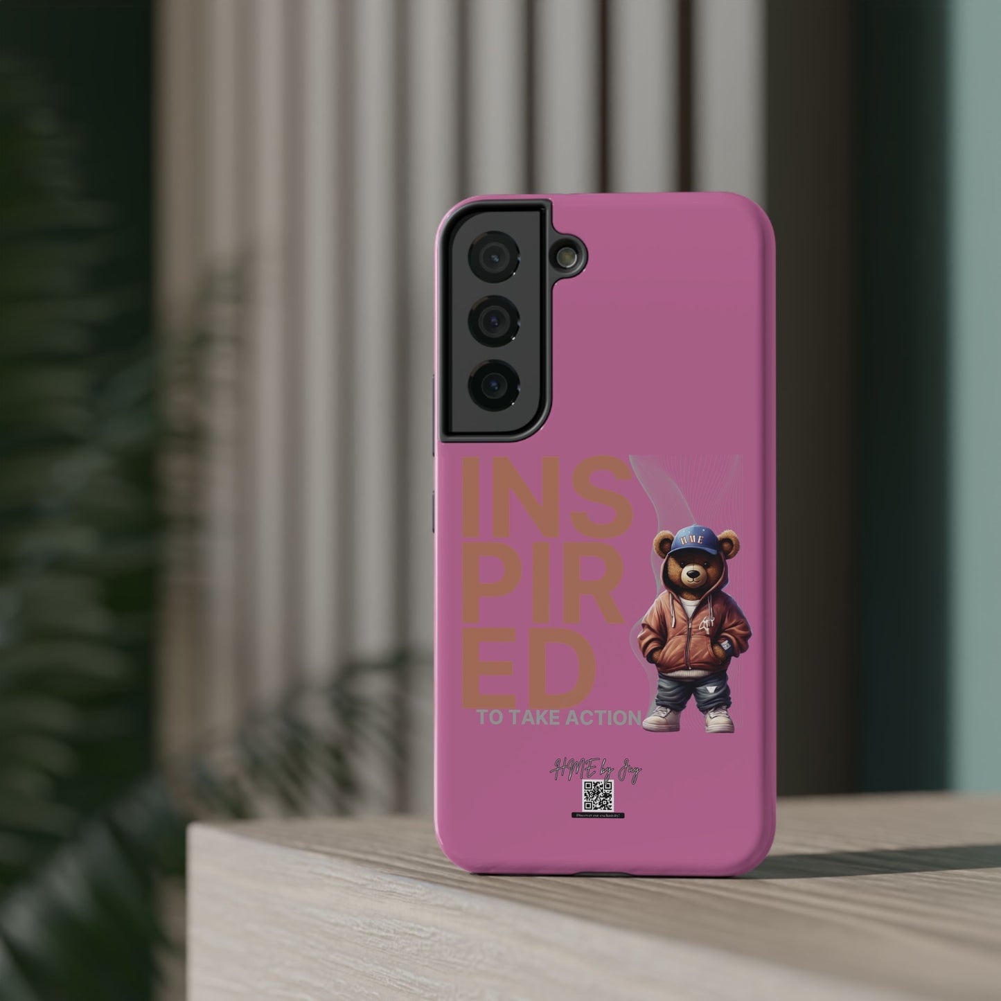 Phone Cases - HME Logo Bear, Inspired to take action light pink