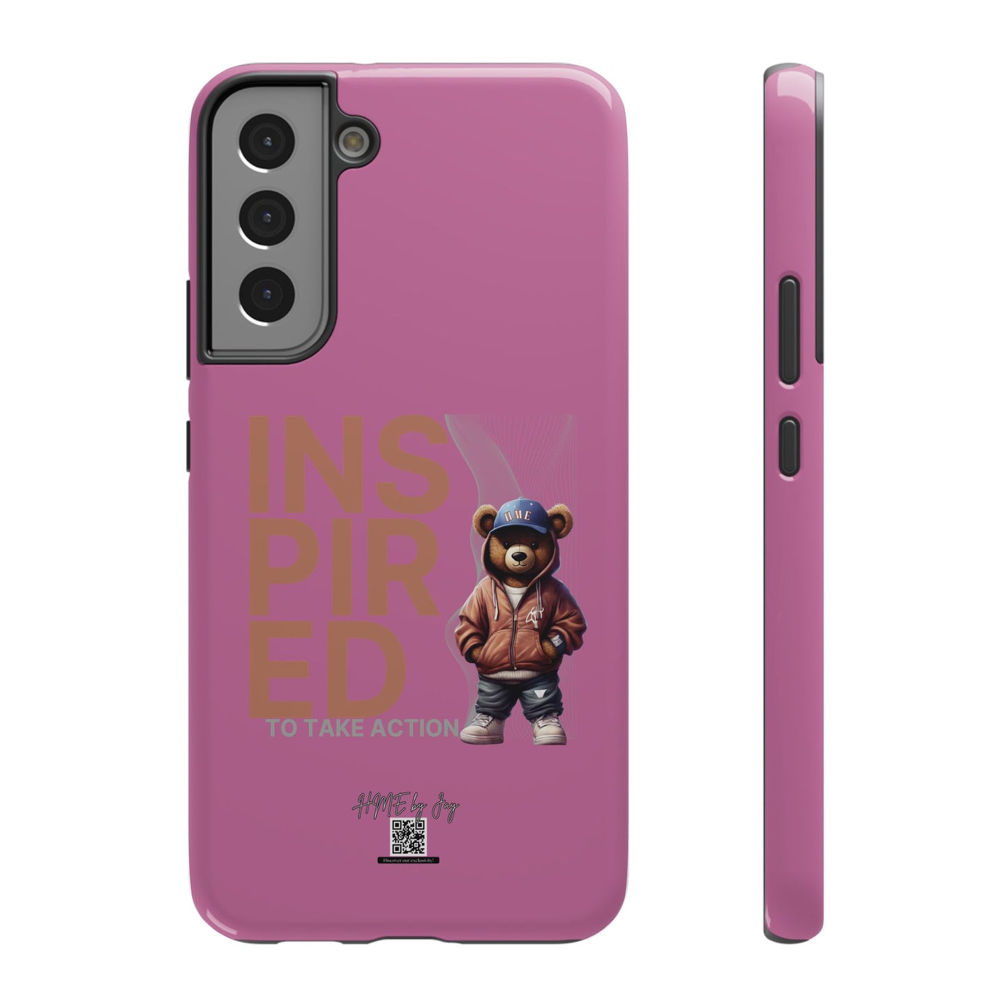 Phone Cases - HME Logo Bear, Inspired to take action light pink