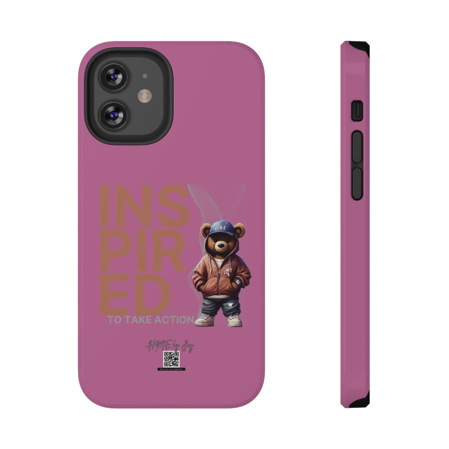 Phone Cases - HME Logo Bear, Inspired to take action light pink