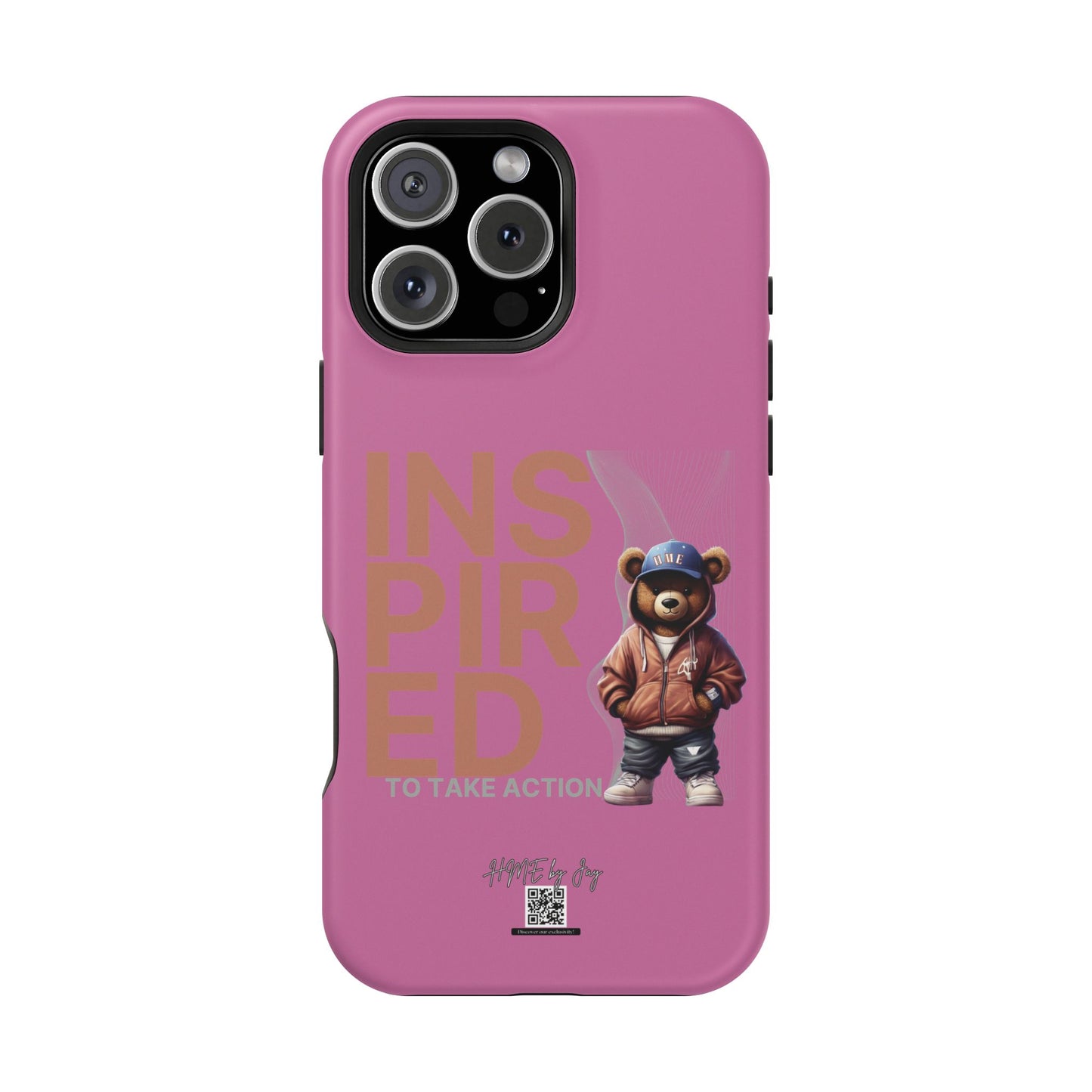 Phone Cases - HME Logo Bear, Inspired to take action light pink