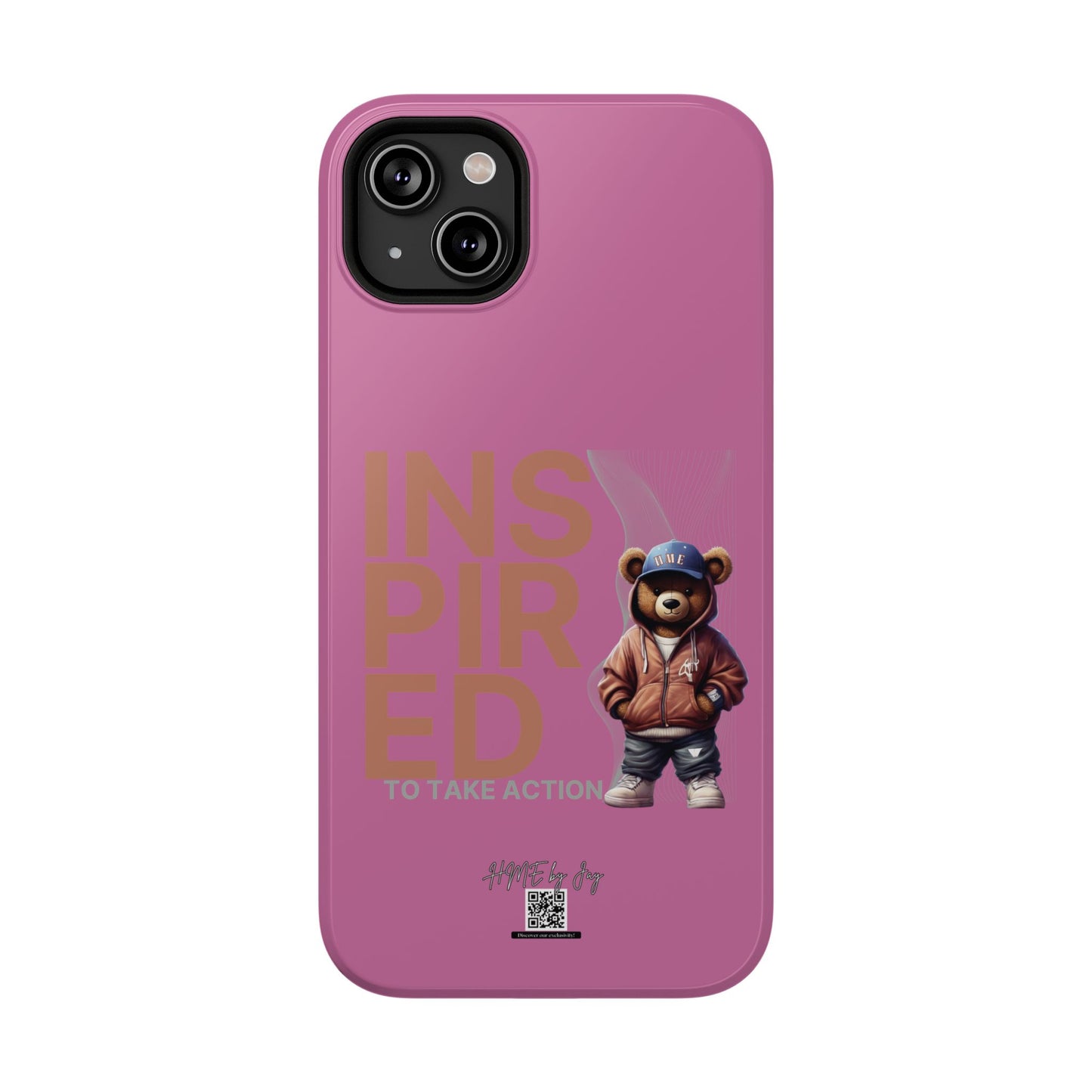 Phone Cases - HME Logo Bear, Inspired to take action light pink