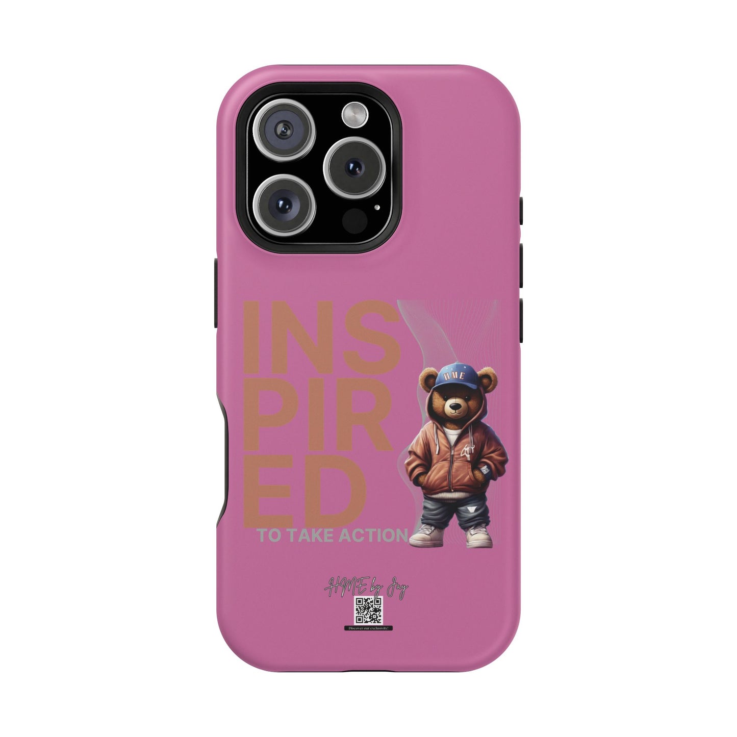 Phone Cases - HME Logo Bear, Inspired to take action light pink