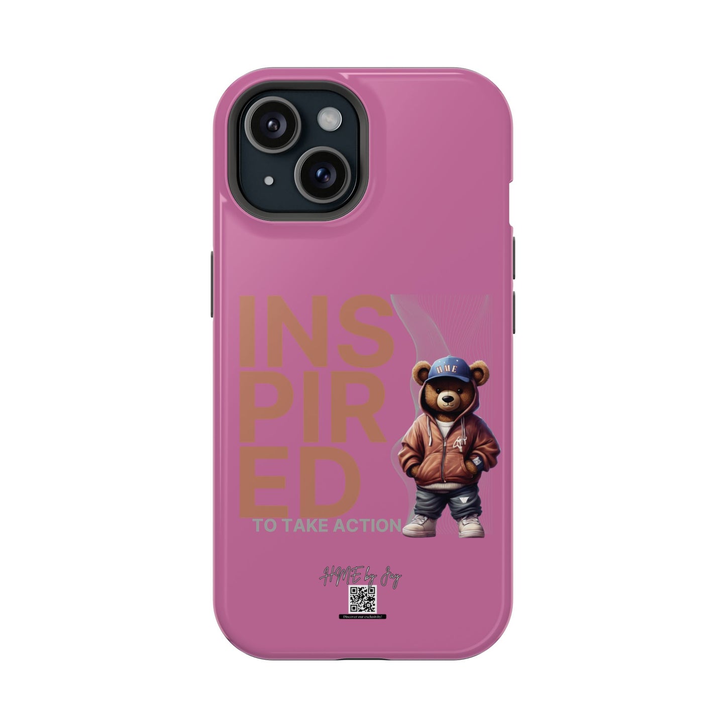 Phone Cases - HME Logo Bear, Inspired to take action light pink