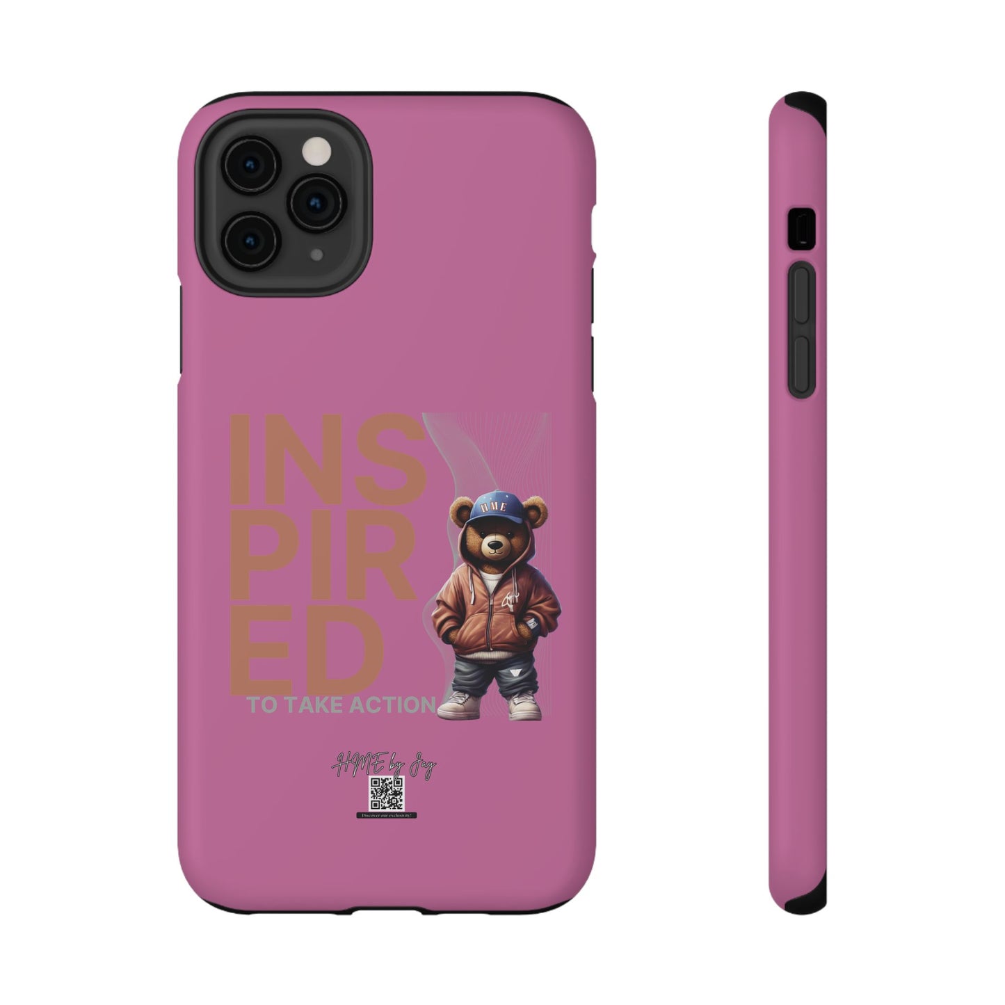 Phone Cases - HME Logo Bear, Inspired to take action light pink