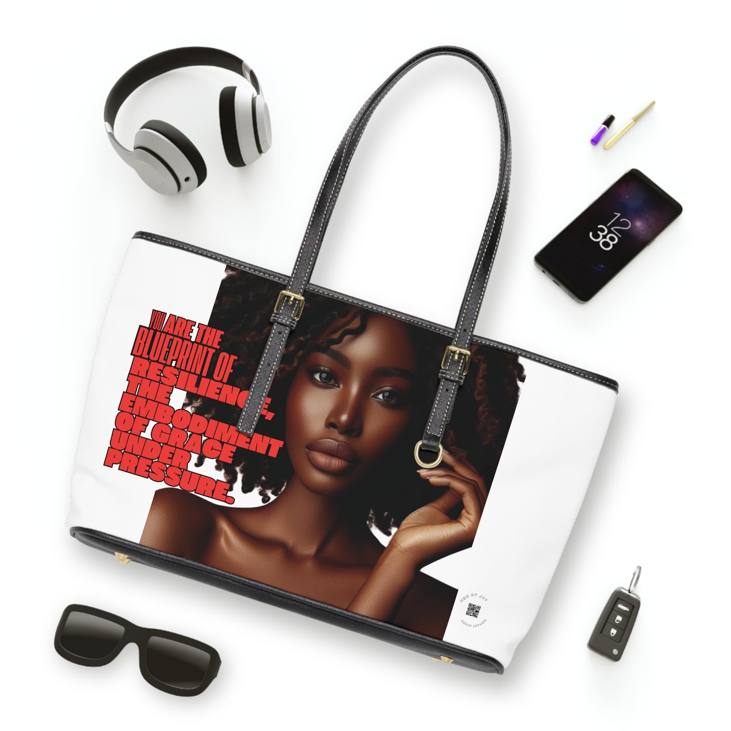 Shoulder Bag - Ahnye's Melanin Collection The Blueprint words of affirmation (White)