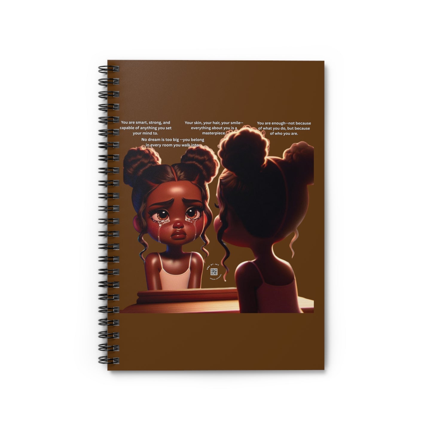 Spiral Notebook - Ruled Line, Ahnye's Melanin Collection - You are smart (Brown)
