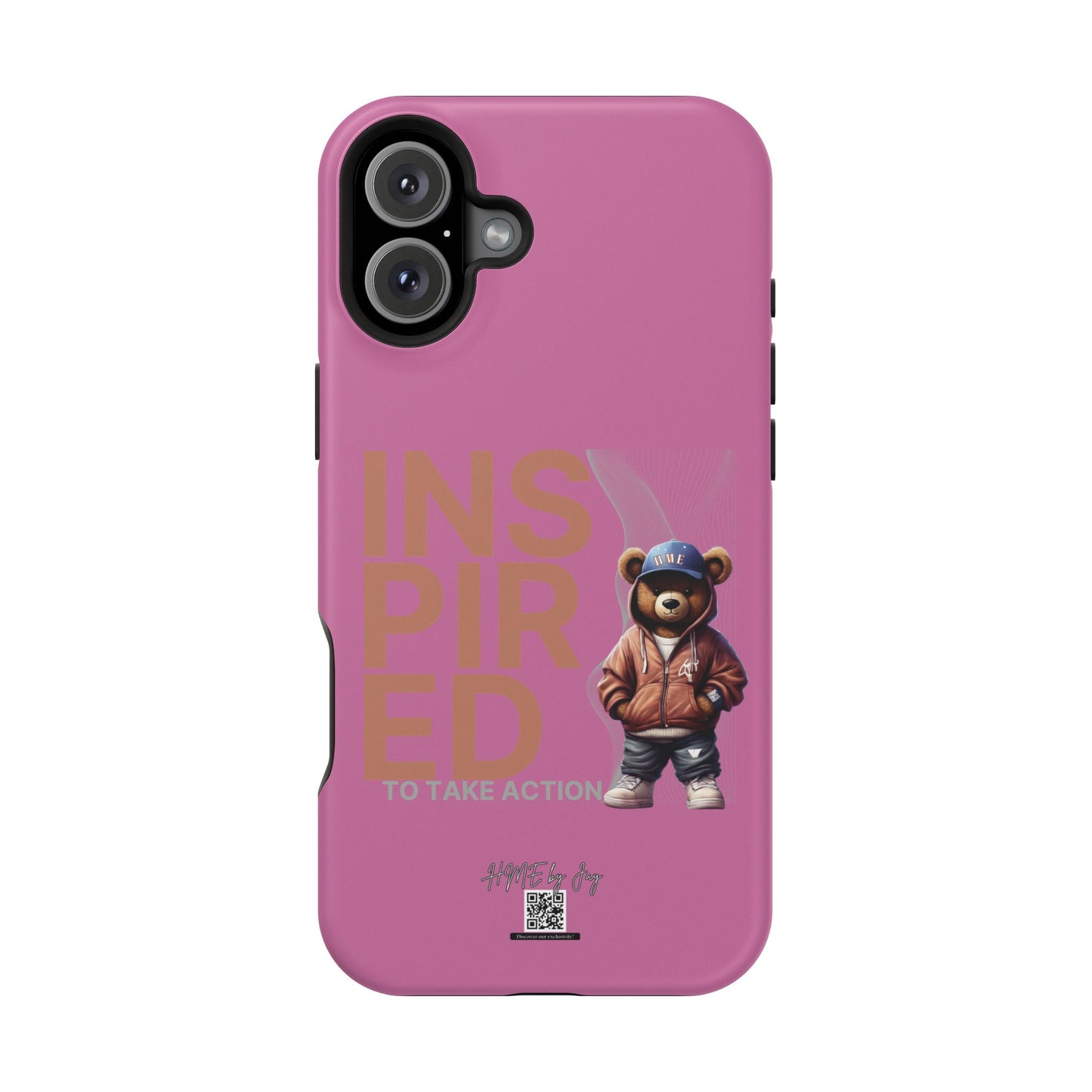 Phone Cases - HME Logo Bear, Inspired to take action light pink