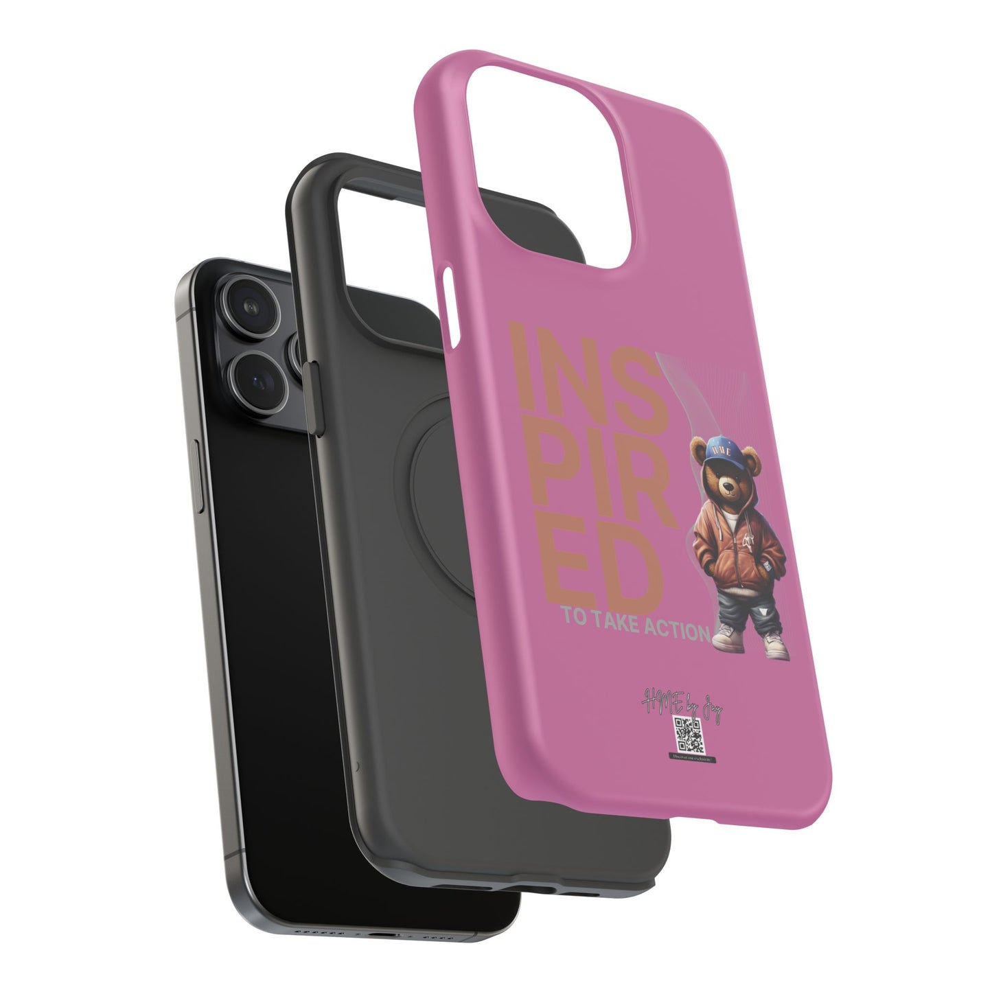 Phone Cases - HME Logo Bear, Inspired to take action light pink