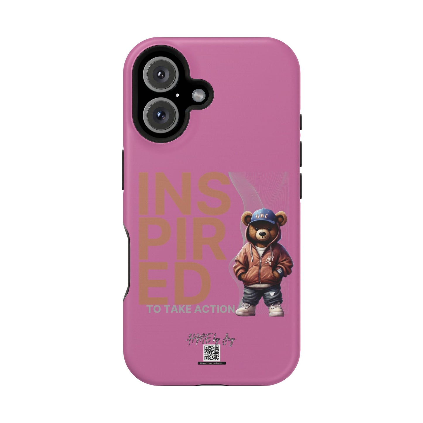 Phone Cases - HME Logo Bear, Inspired to take action light pink